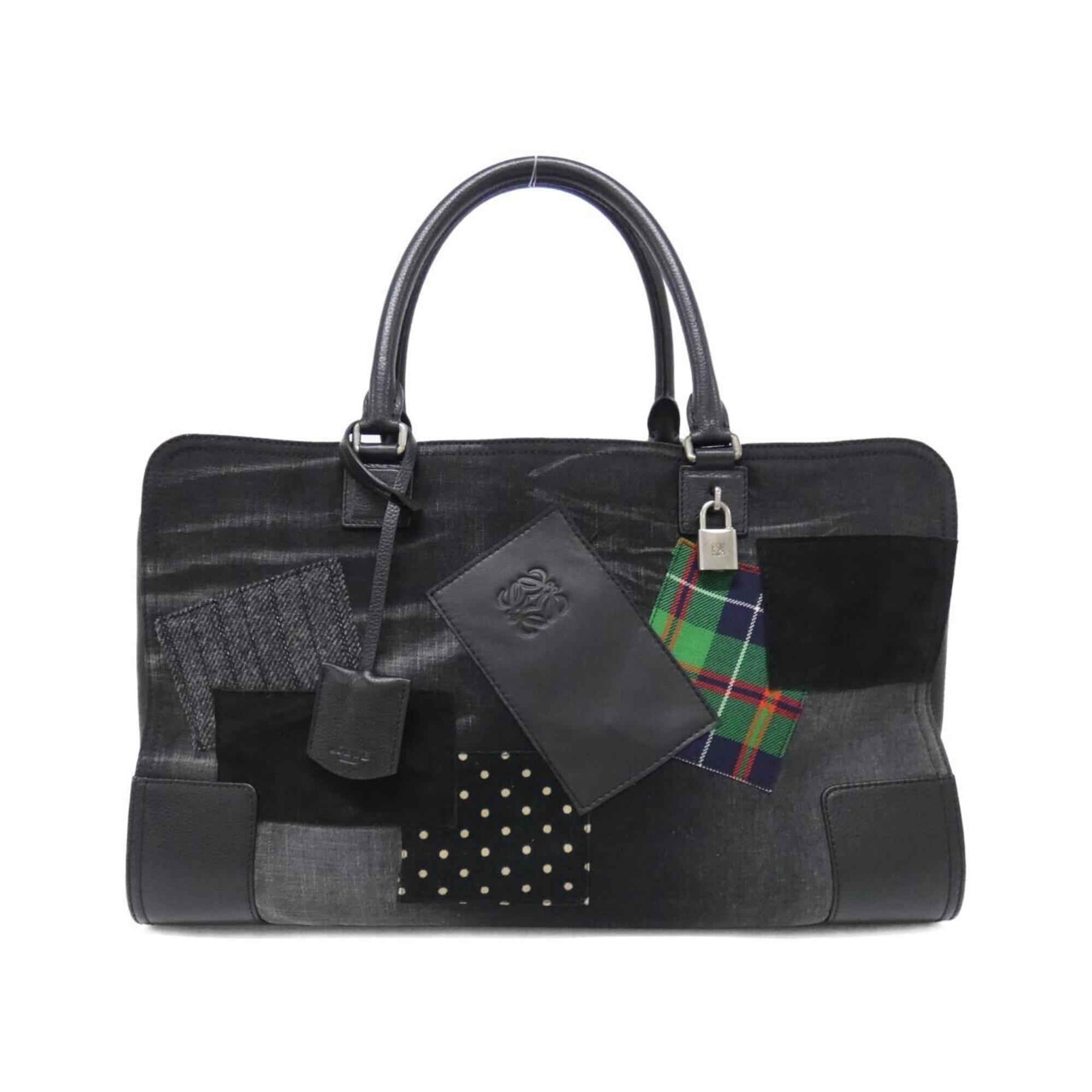 Loewe Black Leather Denim Canvas Handbag (Pre-Owned)