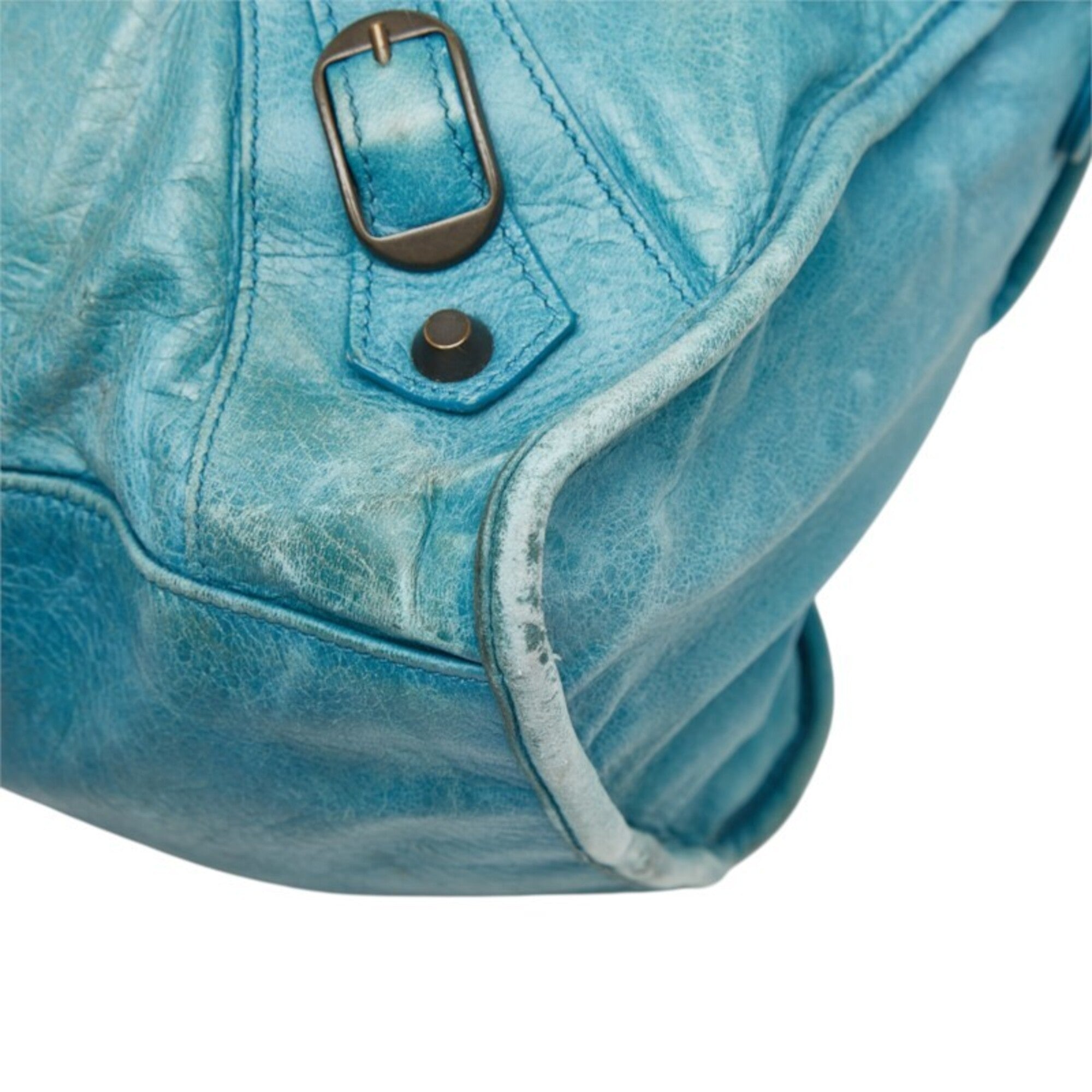 Balenciaga Light Blue Leather Handbag Shoulder Bag (Pre-Owned)
