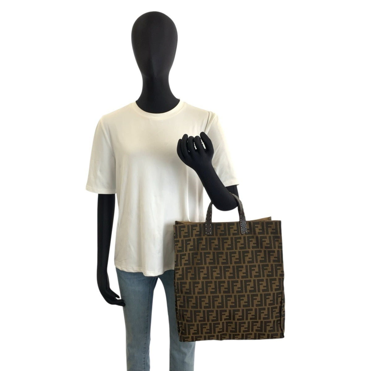 Fendi Brown Canvas Leather Handbag Tote Bag (Pre-Owned)