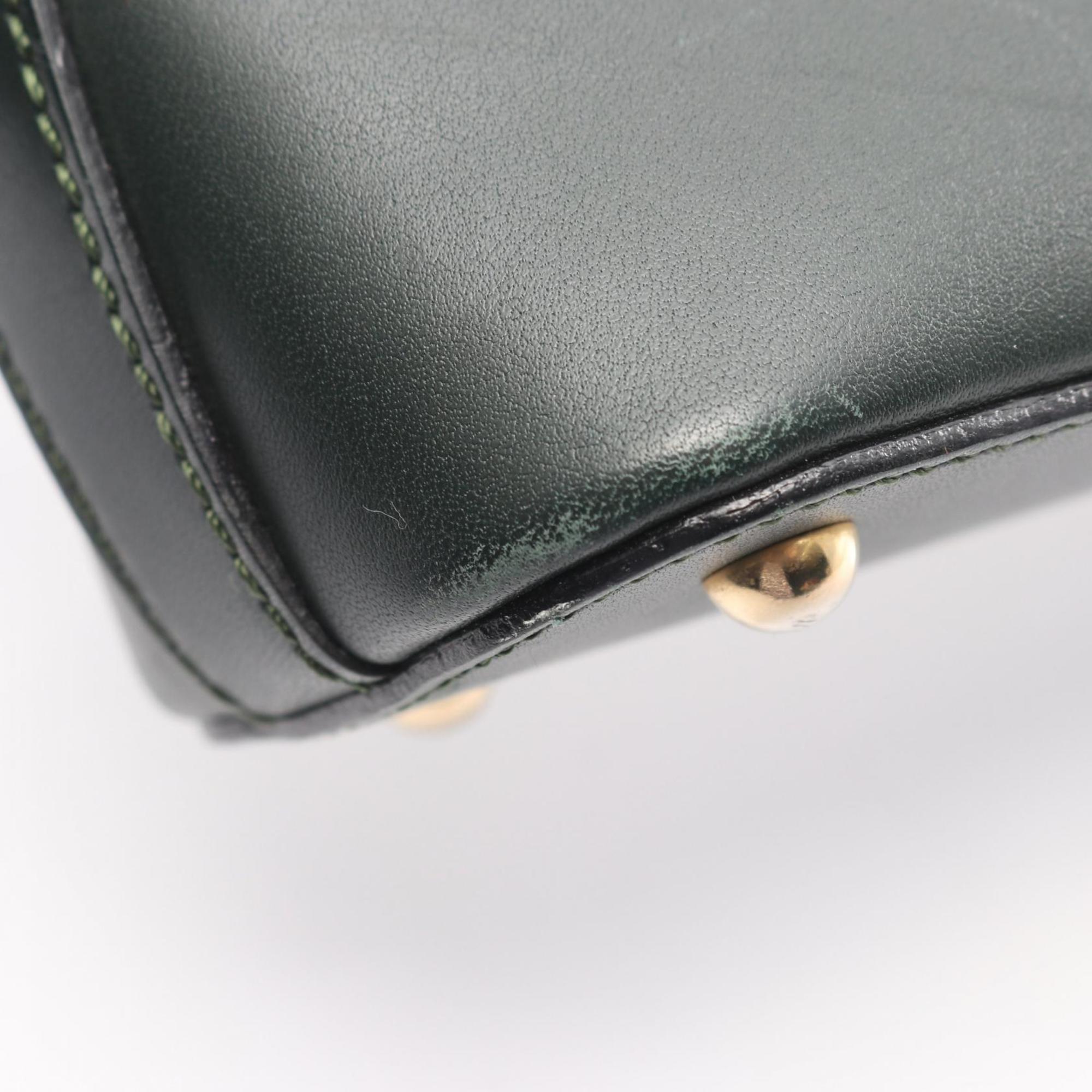 Celine Green Canvas Leather Shoulder Bag (Pre-Owned)