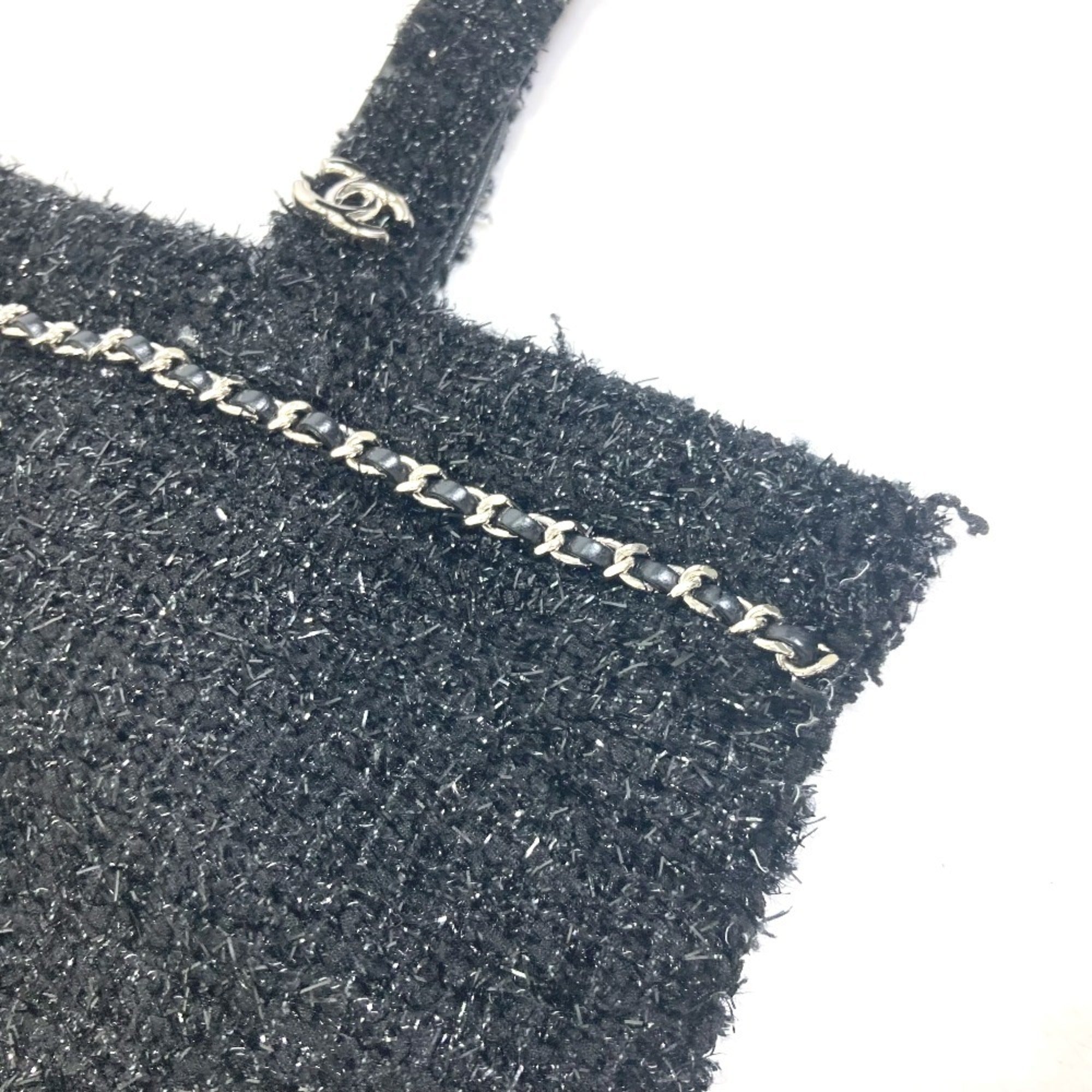 Chanel Black Tweed Shopping Bag Tote Bag (Pre-Owned)