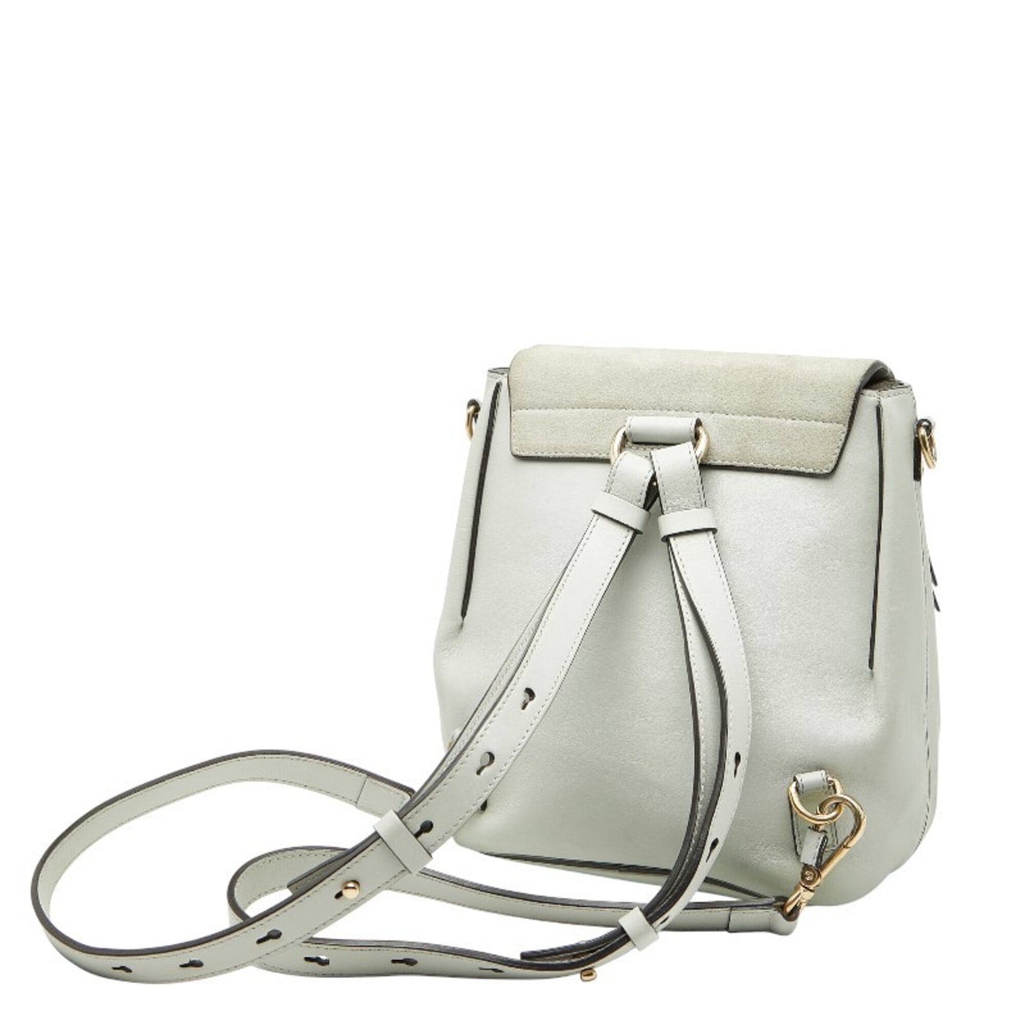 Chloé Gray Leather Suede Backpack Shoulder Bag (Pre-Owned)