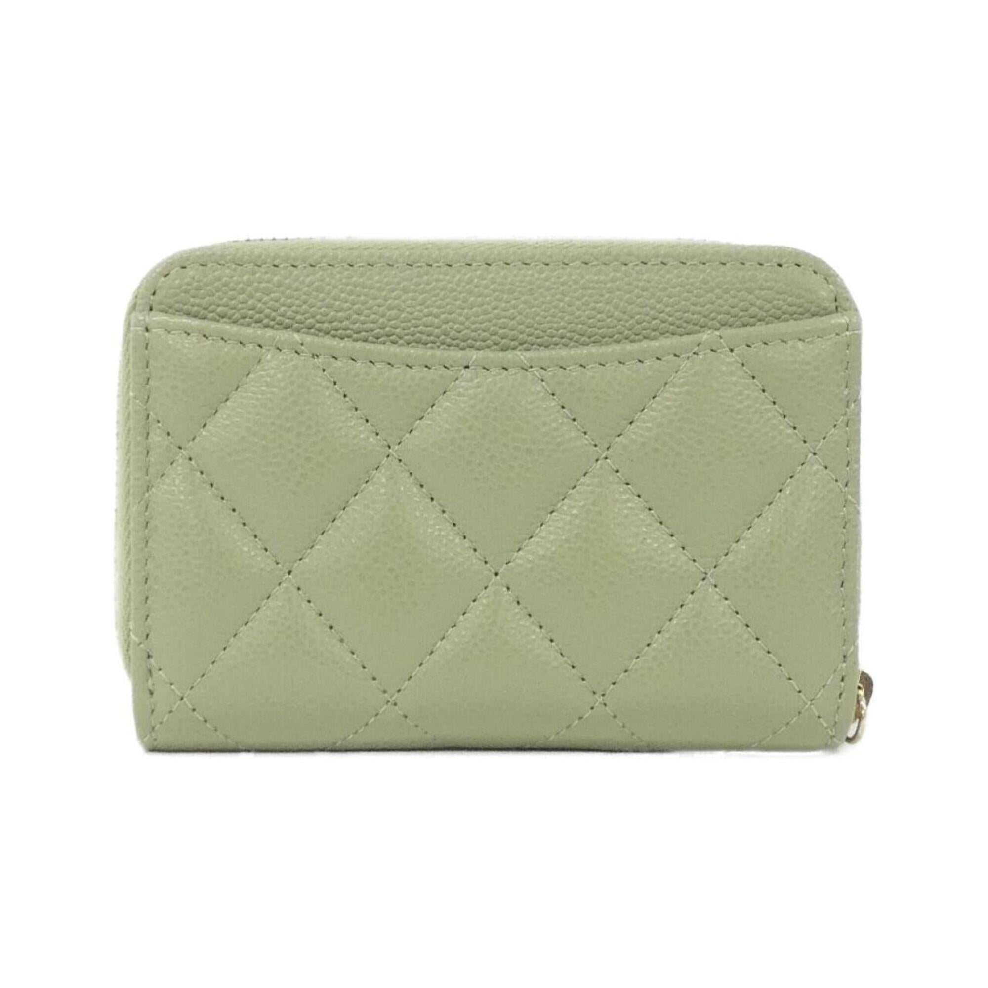Chanel Green Grained Calfskin Coin Purse/Coin Case (Pre-Owned)