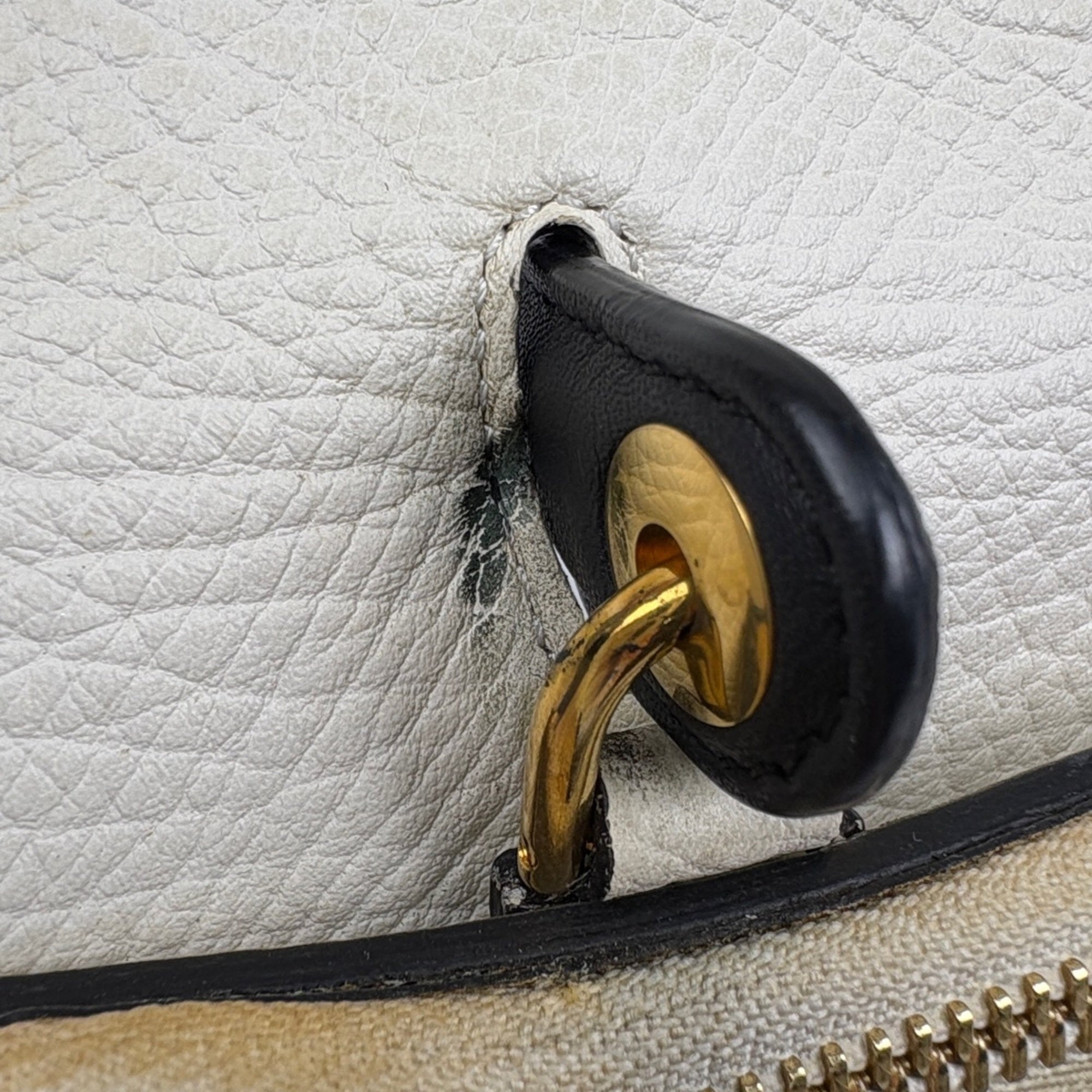 Celine Navy White Leather Handbag (Pre-Owned)