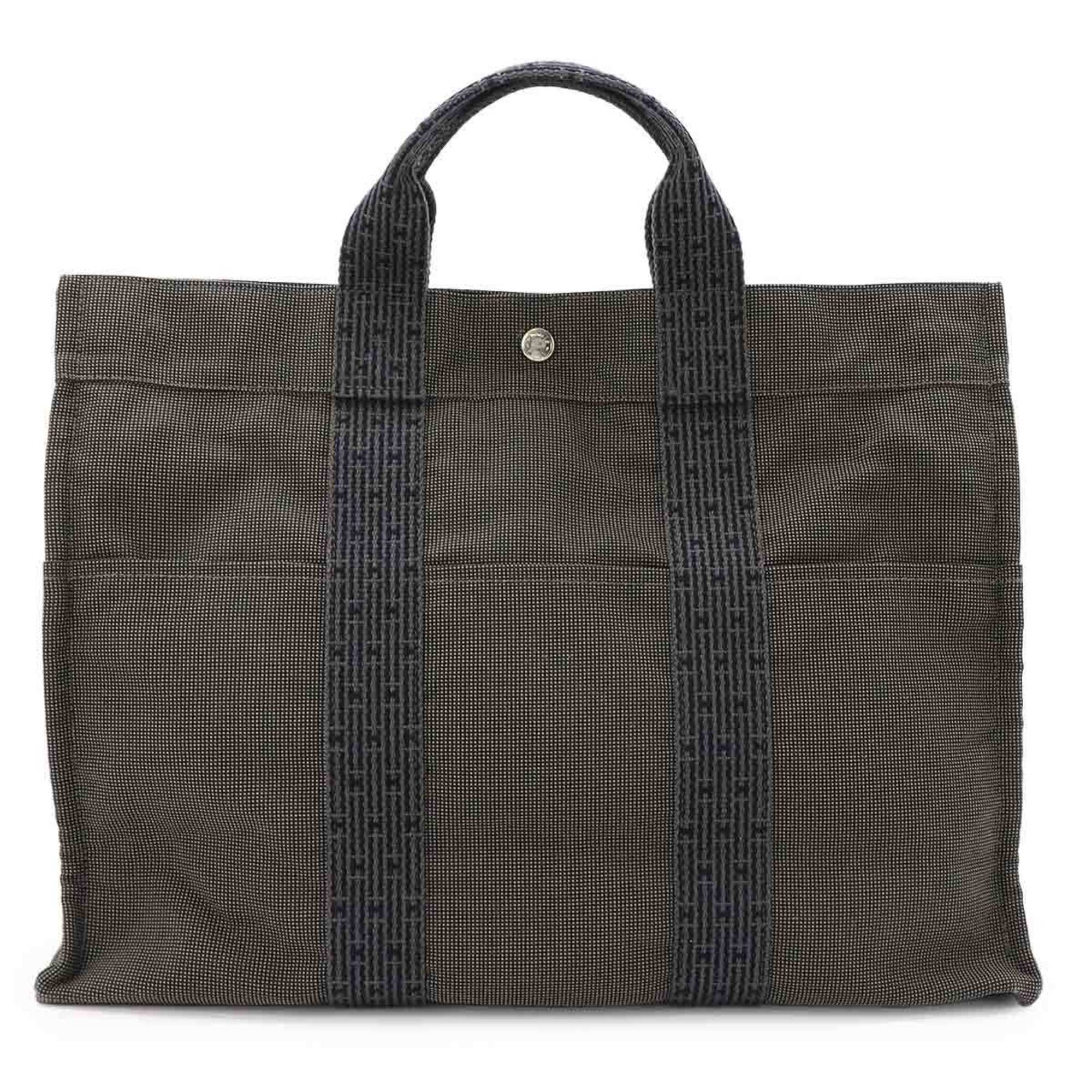Hermes Gray Canvas Handbag Tote Bag (Pre-Owned)
