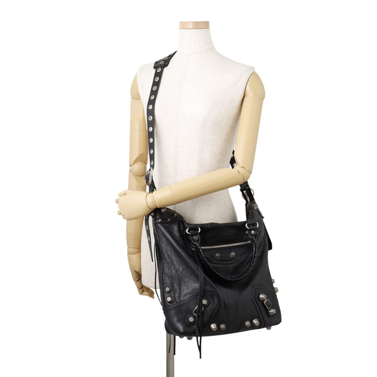 Balenciaga Black Leather Handbag Pouch Shoulder Bag (Pre-Owned)