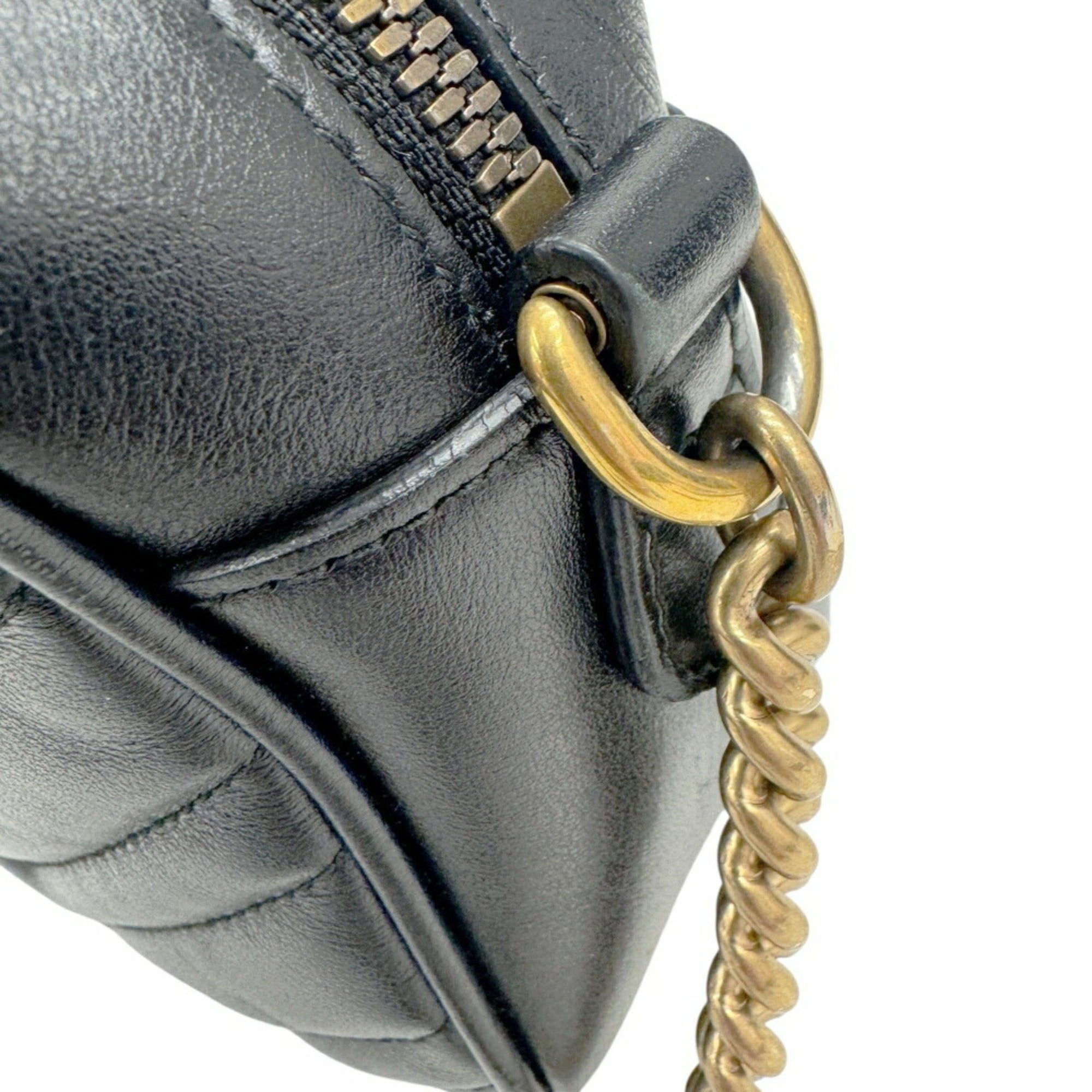 Gucci Gg Marmont Black Leather Shoulder Bag (Pre-Owned)