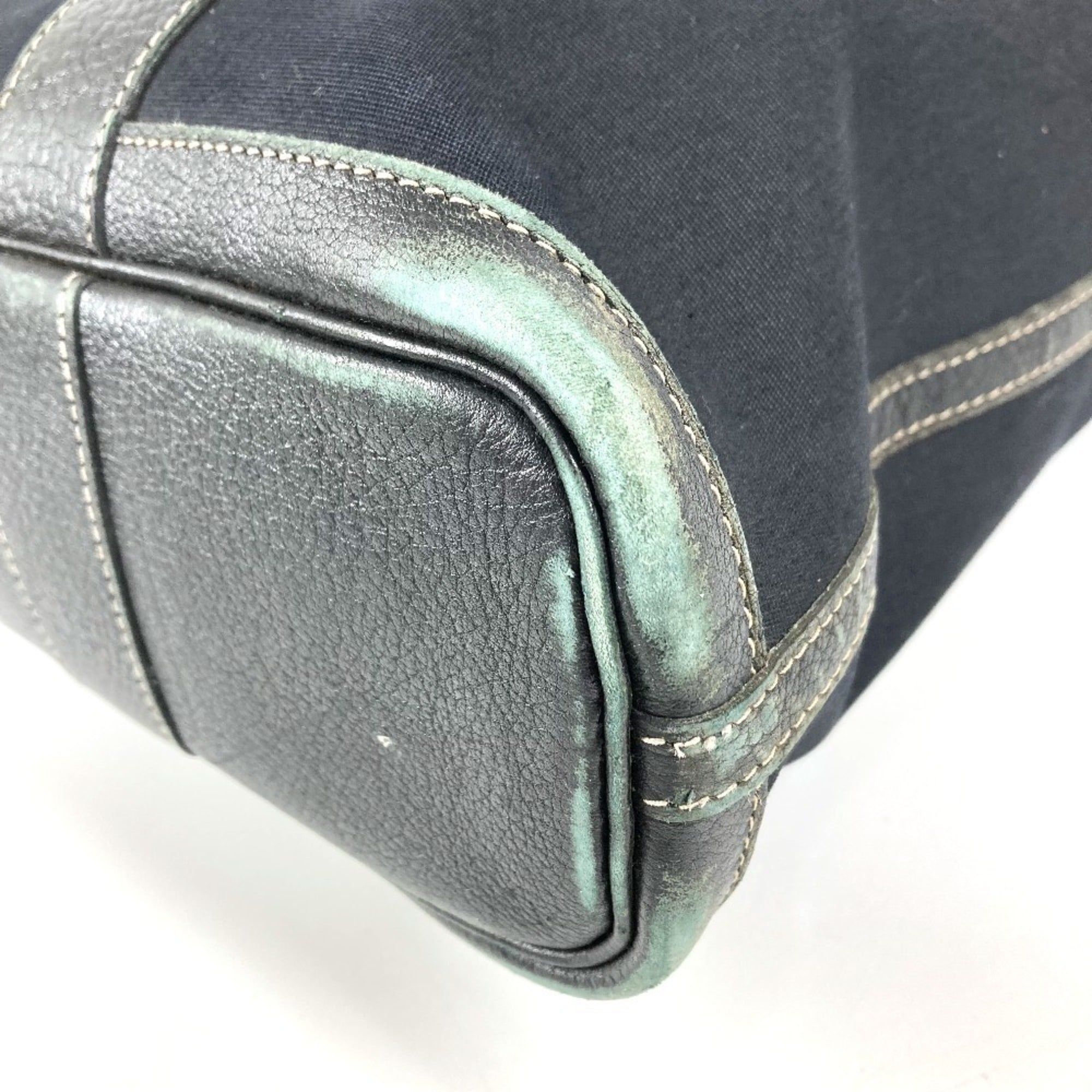 Hermes Black Canvas Leather Shoulder Bag Tote Bag (Pre-Owned)