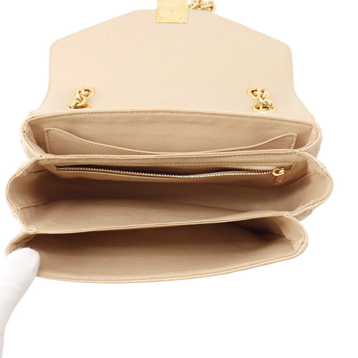 Celine Beige Leather Handbag Shoulder Bag (Pre-Owned)