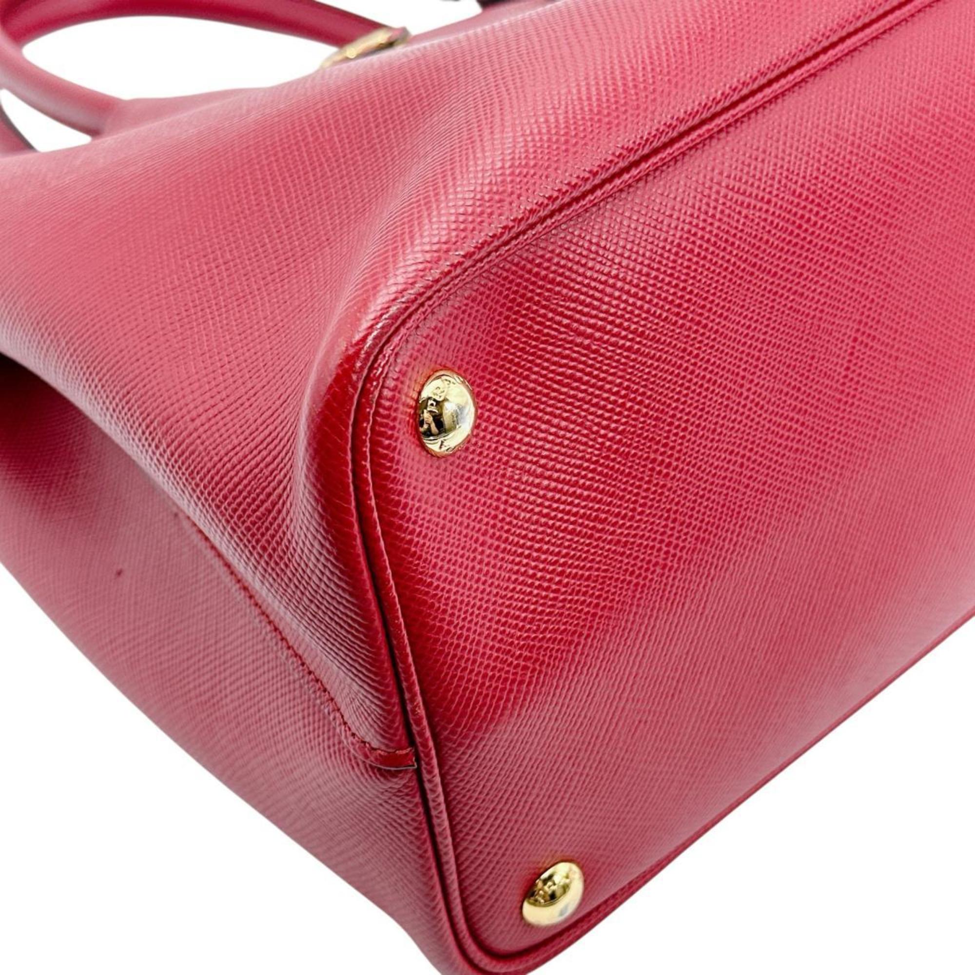 Prada Red Color Leather Handbag Shoulder Bag (Pre-Owned)