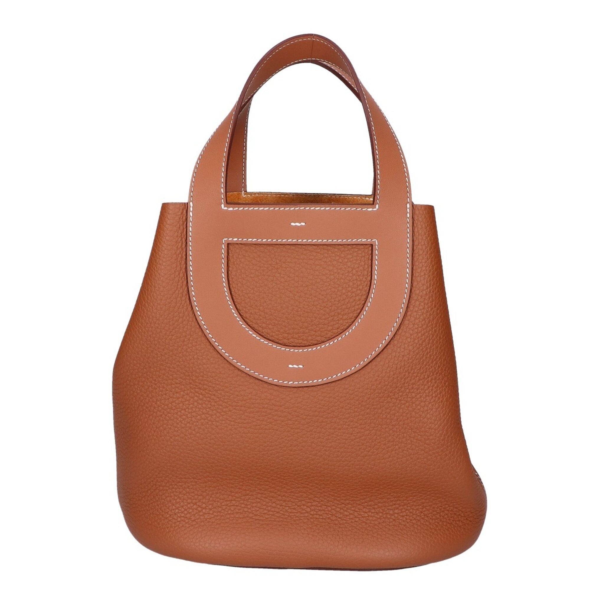 Hermes Gold Taurillon Clemence Leather Handbag (Pre-Owned)