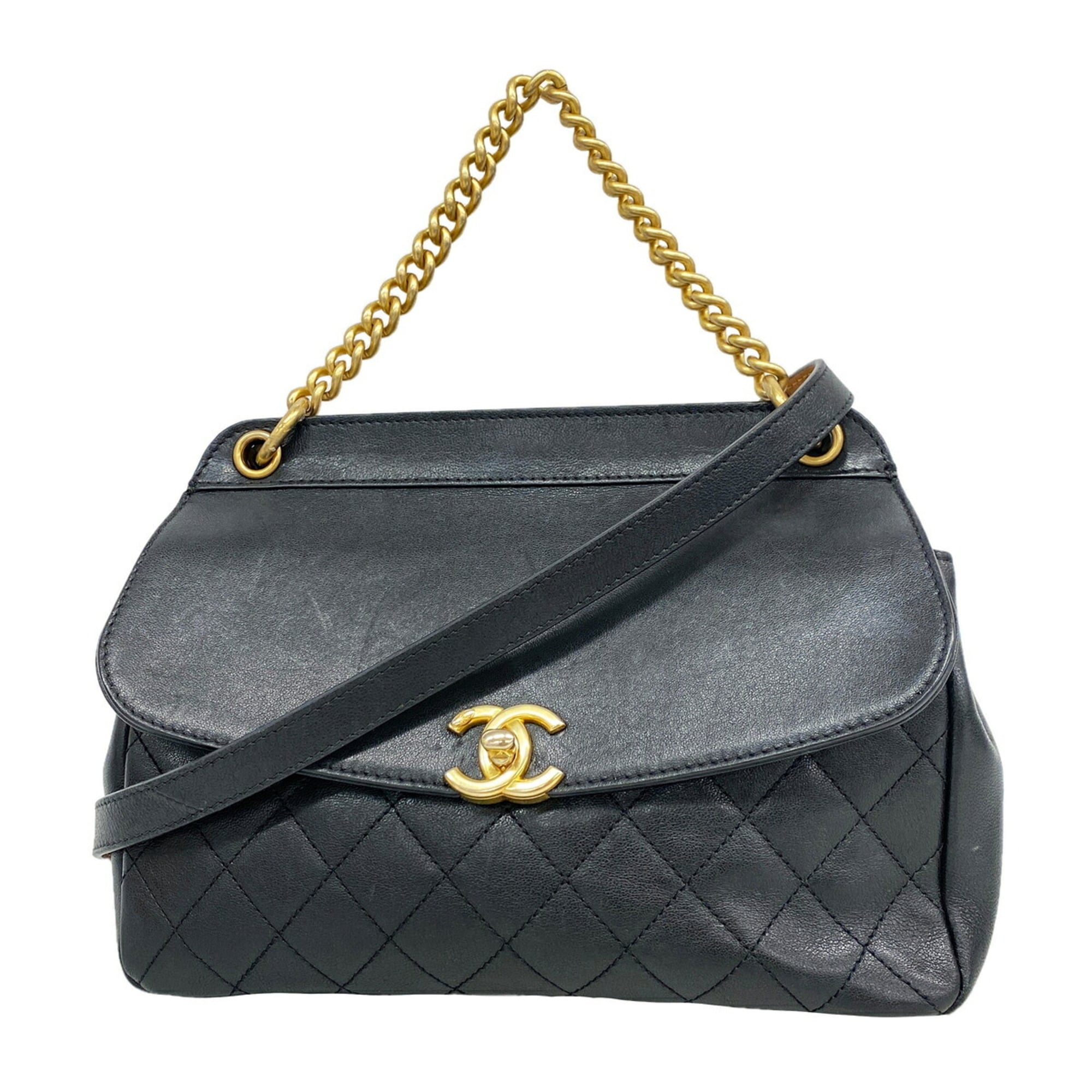 Chanel Black Leather Handbag (Pre-Owned)
