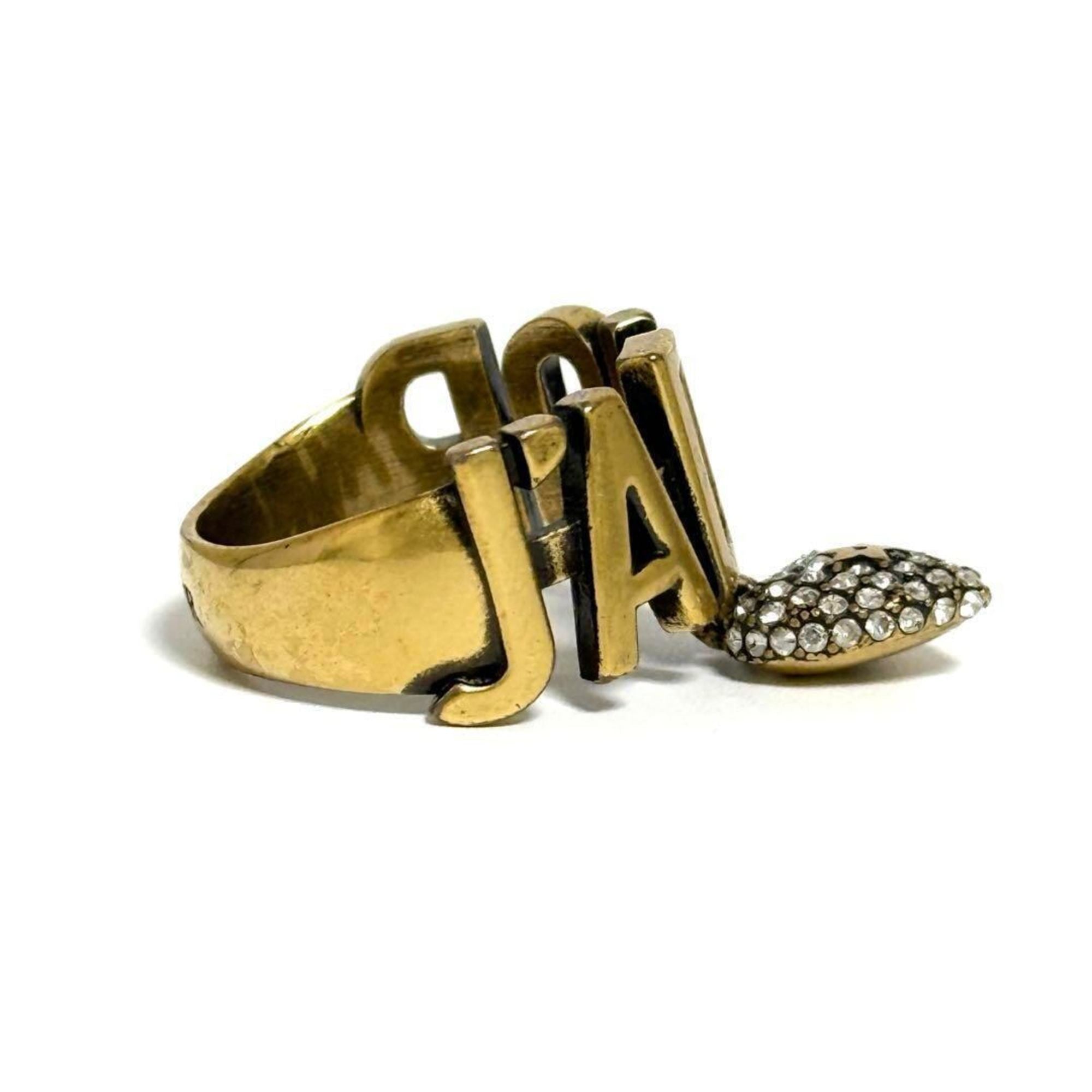 Christian Dior Metal Rhinestone Band Ring (Pre-Owned)