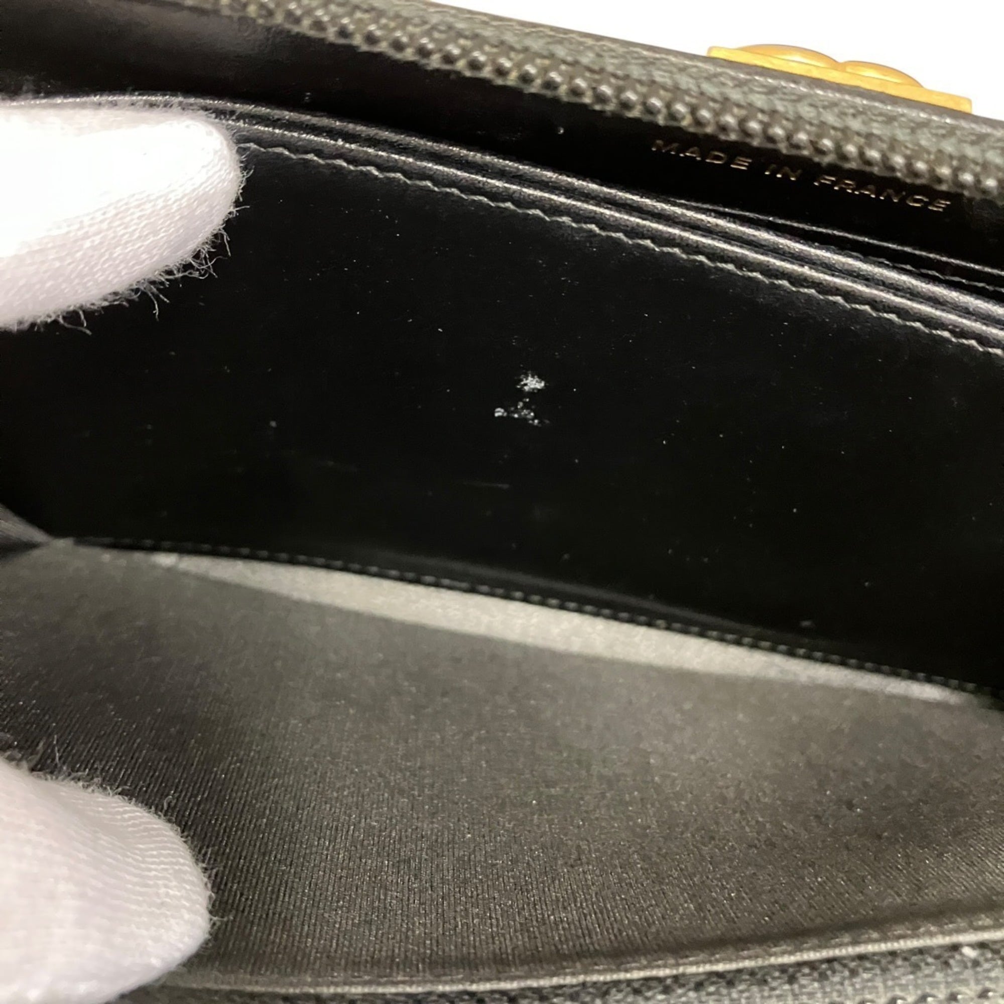 Chanel Boy Chanel Black Grained Calfskin Long Wallet (Bi-Fold) (Pre-Owned)