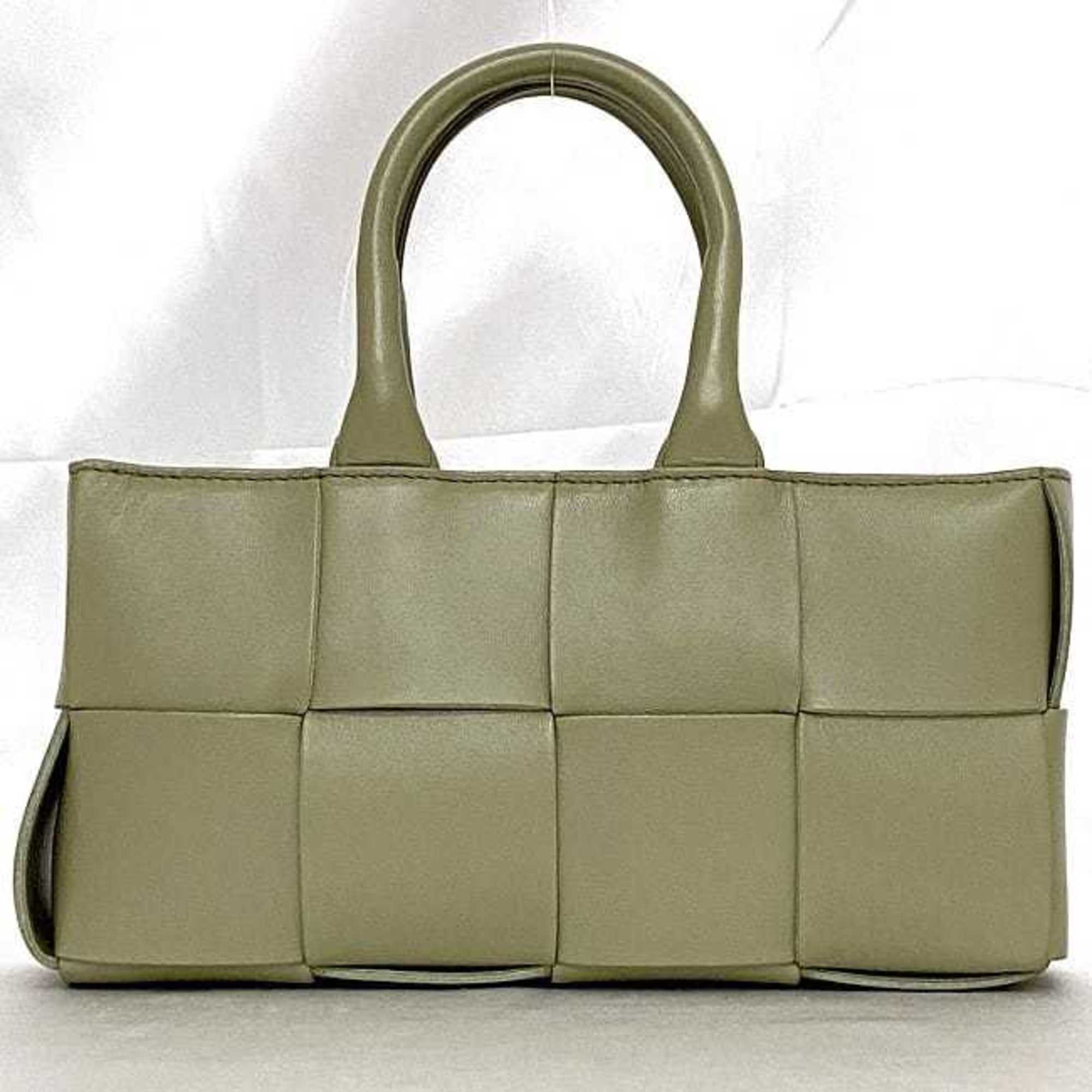 Bottega Veneta Light Green Leather Handbag Shoulder Bag (Pre-Owned)