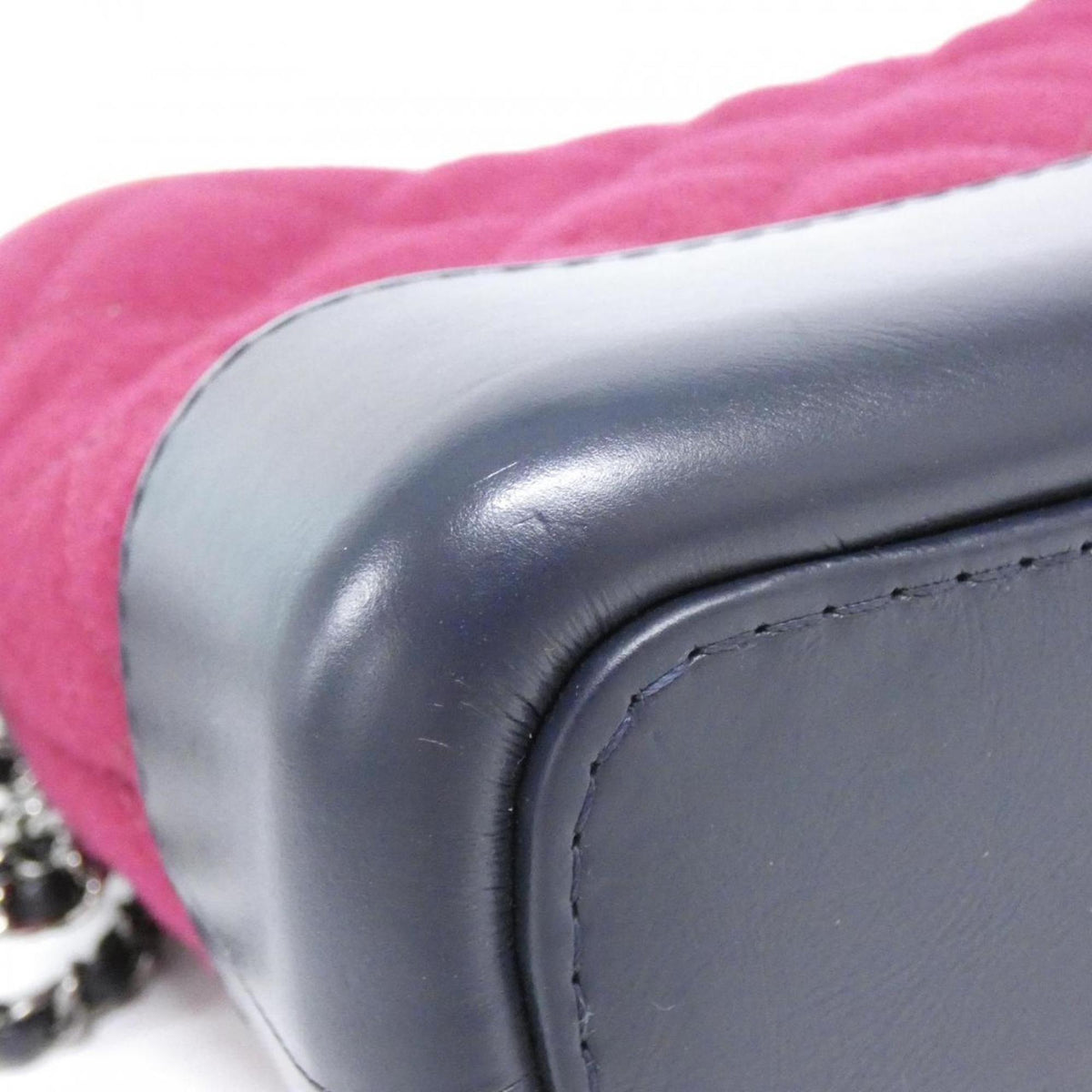 Chanel Bordeaux Navy Red Color Felt Leather Shoulder Bag (Pre-Owned)