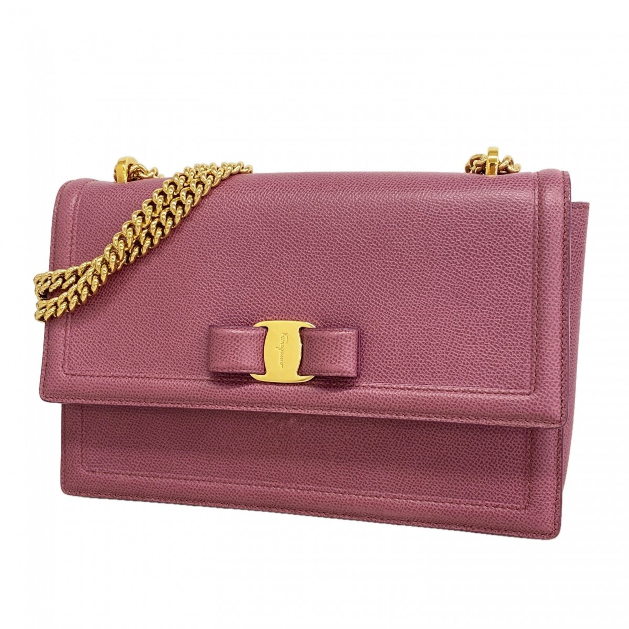 Salvatore Ferragamo Purple Leather Shoulder Bag (Pre-Owned)