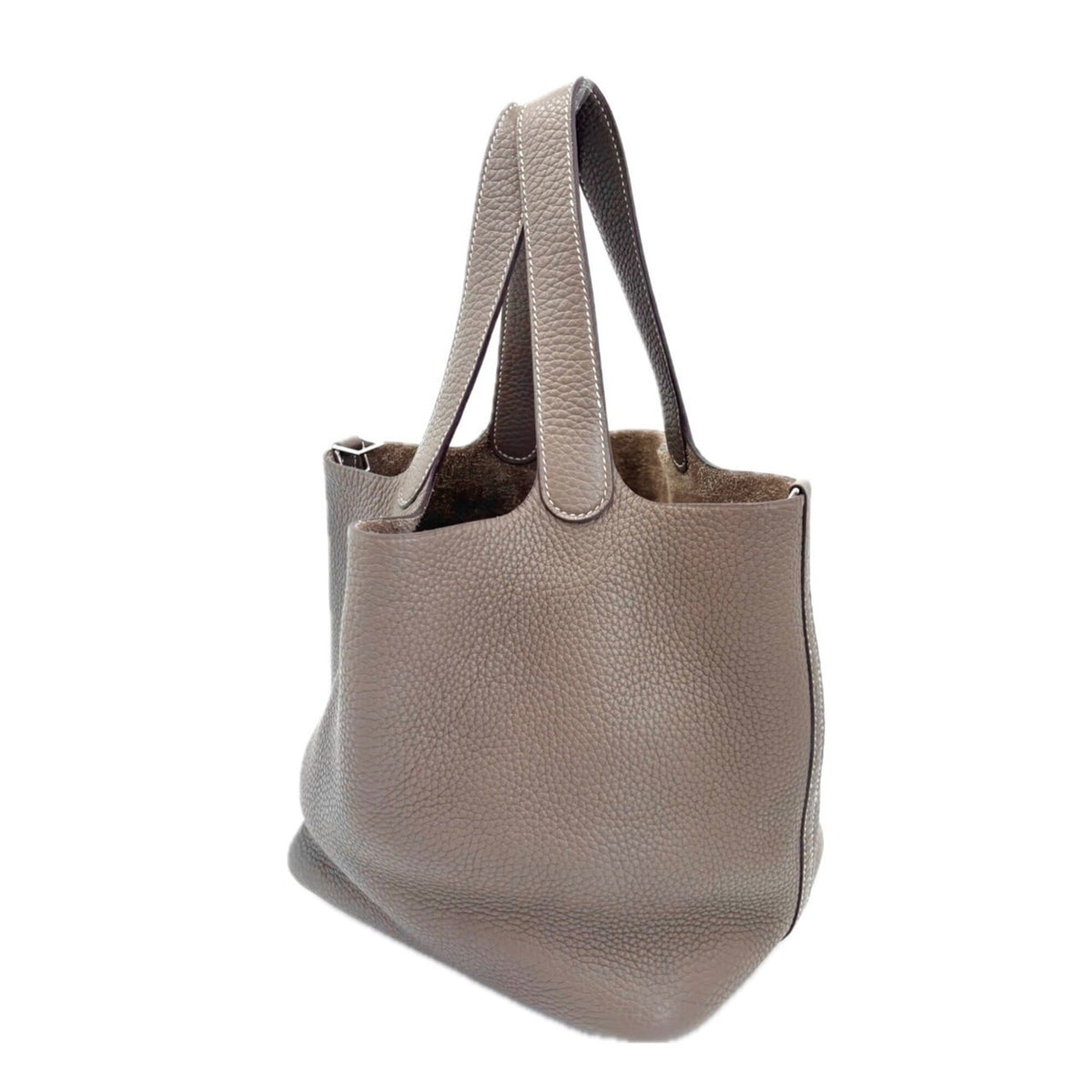 Hermes Beige Etoupe Gray Taurillon Clemence Leather Handbag (Pre-Owned)