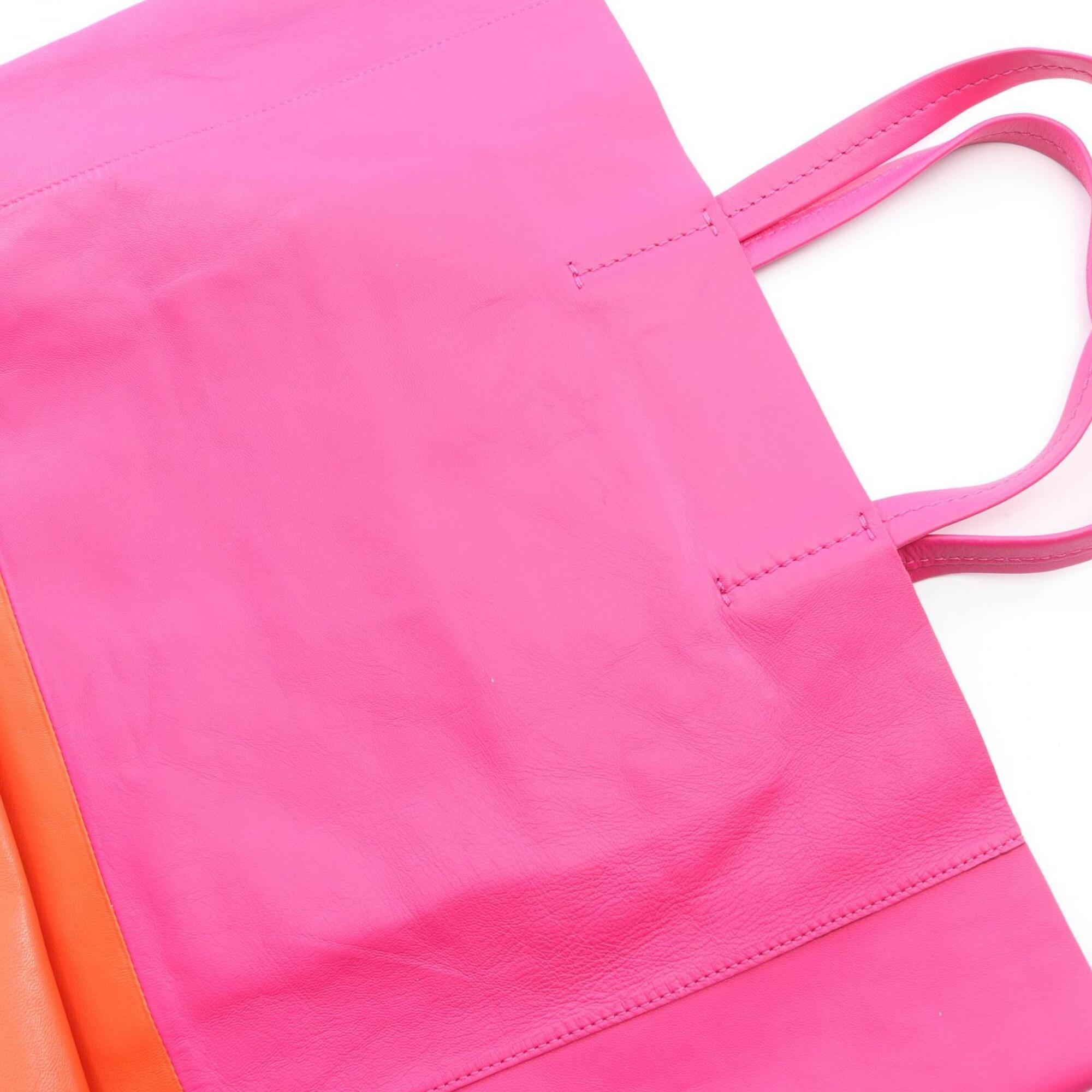 Celine Orange Pink Leather Handbag Tote Bag (Pre-Owned)