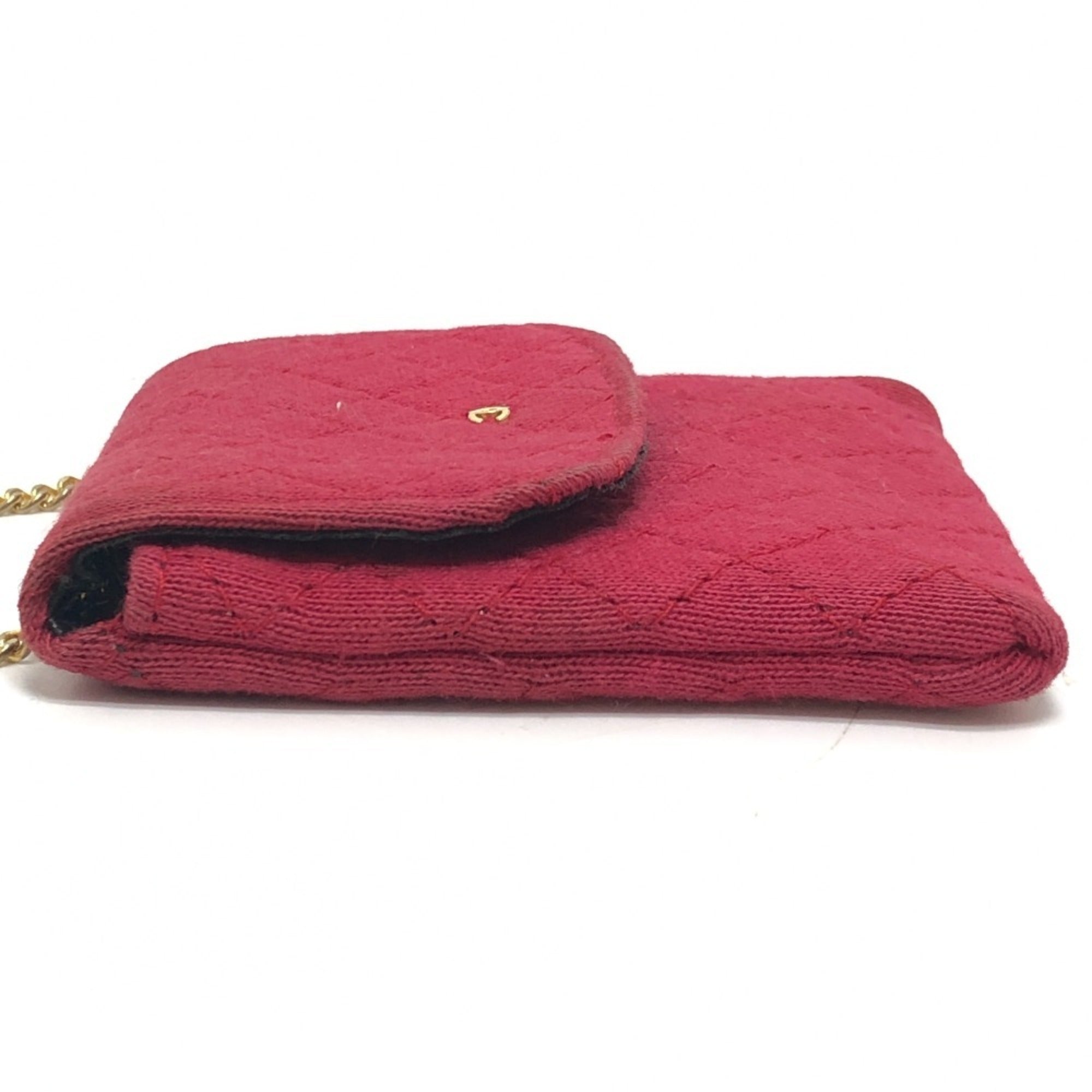 Chanel Red Color Jersey Pouch Shoulder Bag (Pre-Owned)