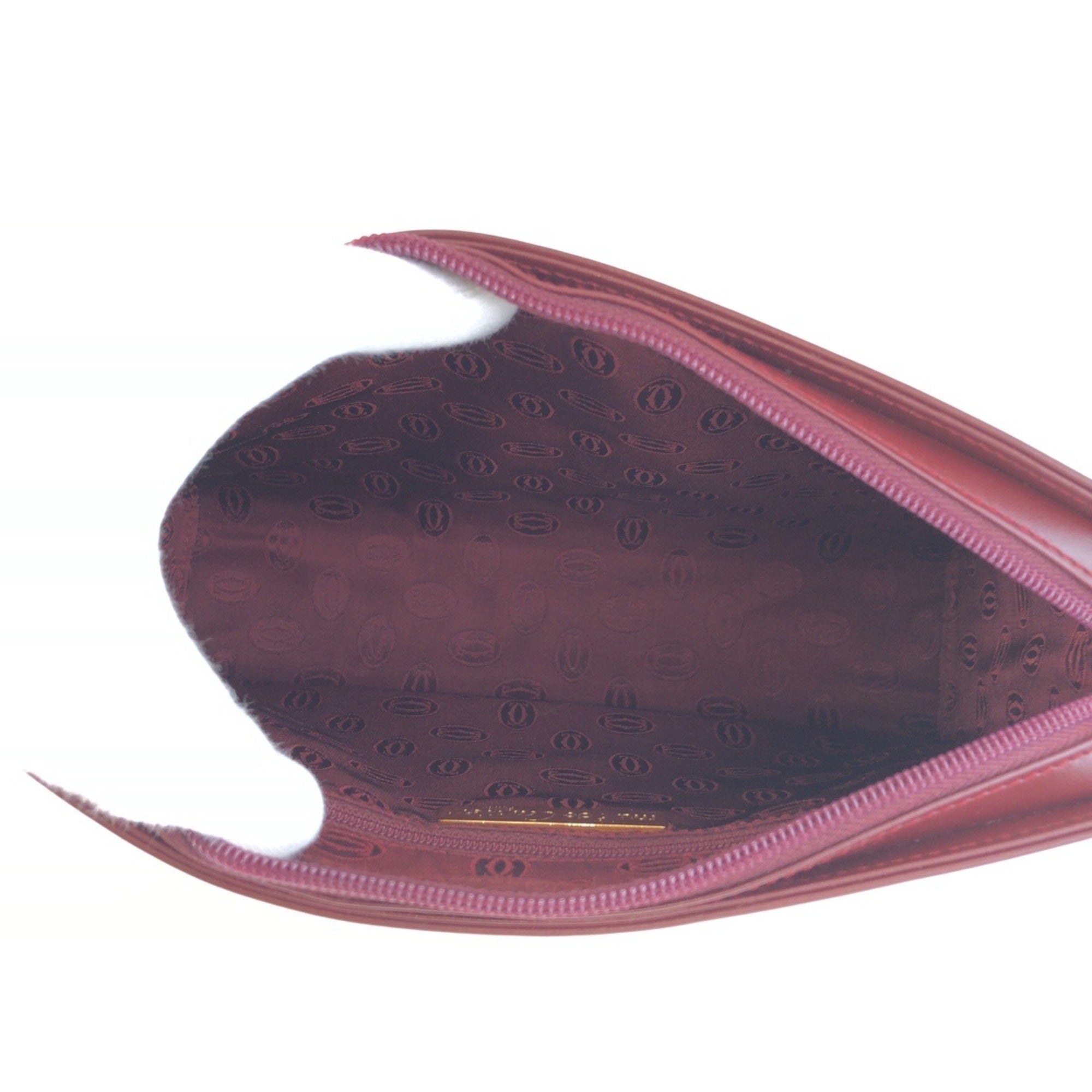 Cartier Bordeaux Wine Red Leather Clutch Bag (Pre-Owned)