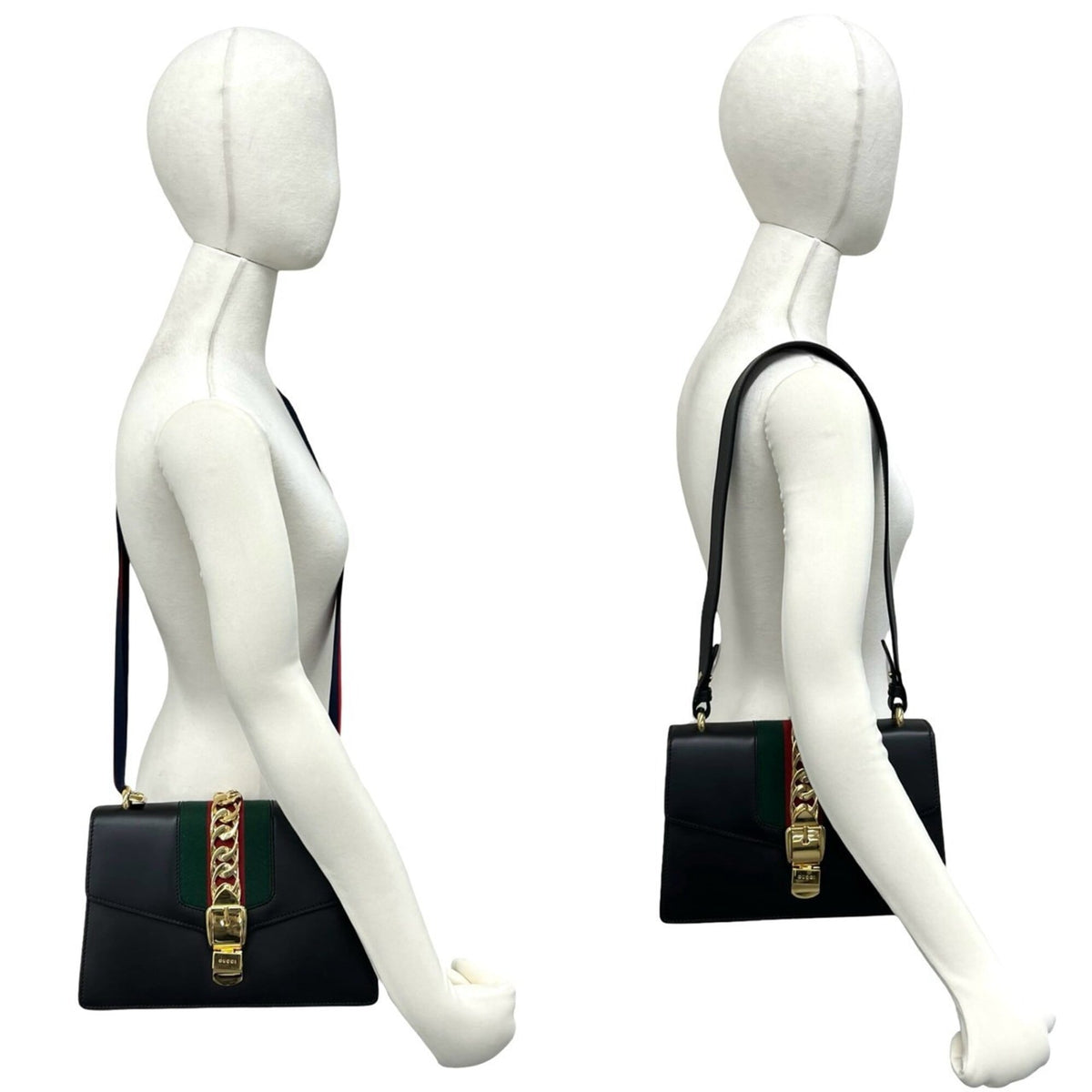 Gucci Green Navy Red Color Leather Crossbody Bag Shoulder Bag (Pre-Owned)