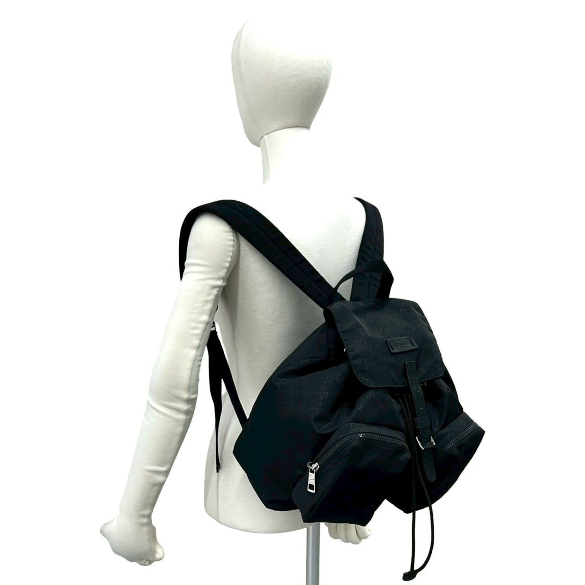 Gucci Black Nylon Leather Backpack (Pre-Owned)