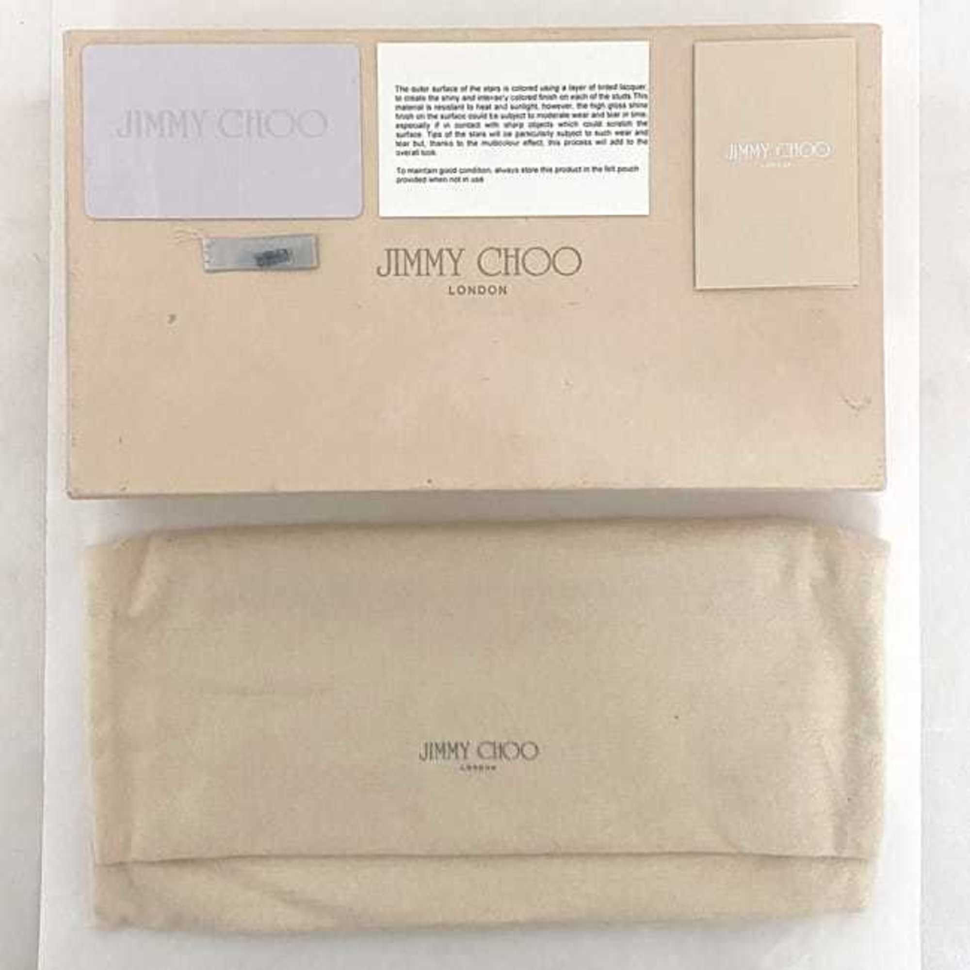 Jimmy Choo Black Cream Yellow Leather Long Wallet (Bi-Fold) (Pre-Owned)