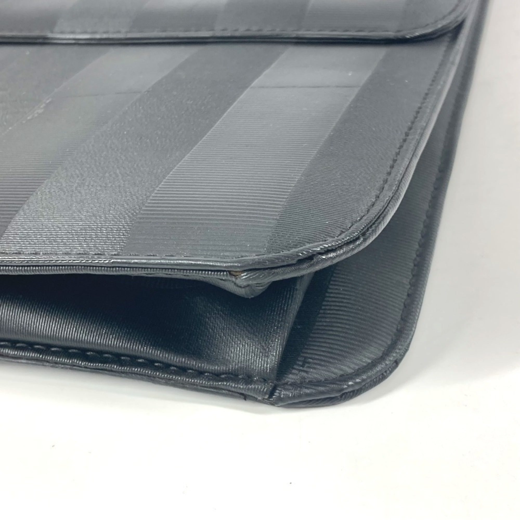 Fendi Pequin Black Pvc Leather Briefcase Handbag Tote Bag (Pre-Owned)