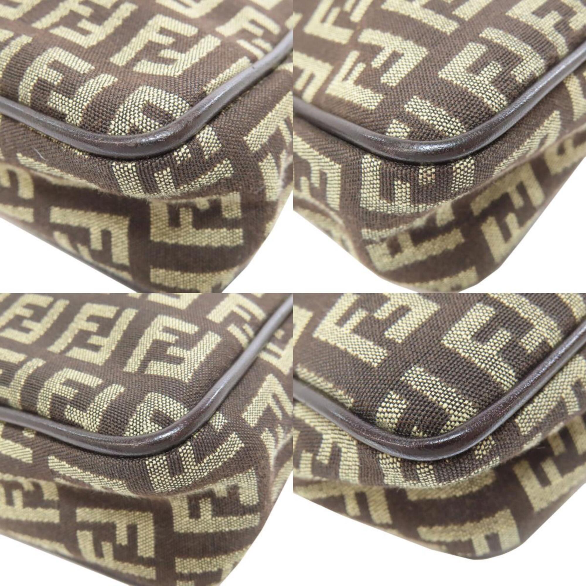 Fendi Dark Brown Canvas Shoulder Bag (Pre-Owned)