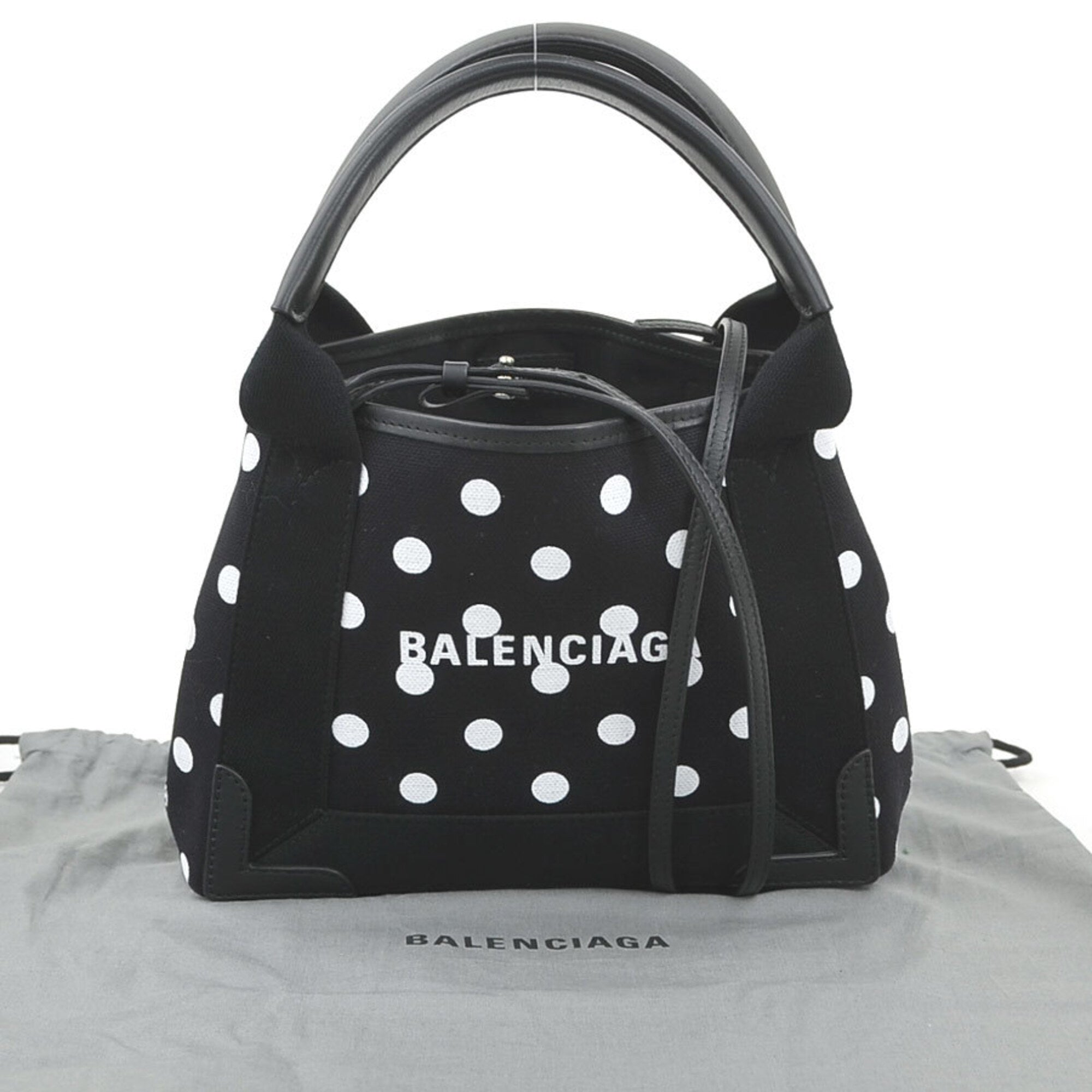 Balenciaga Black White Canvas Leather Handbag Shoulder Bag (Pre-Owned)