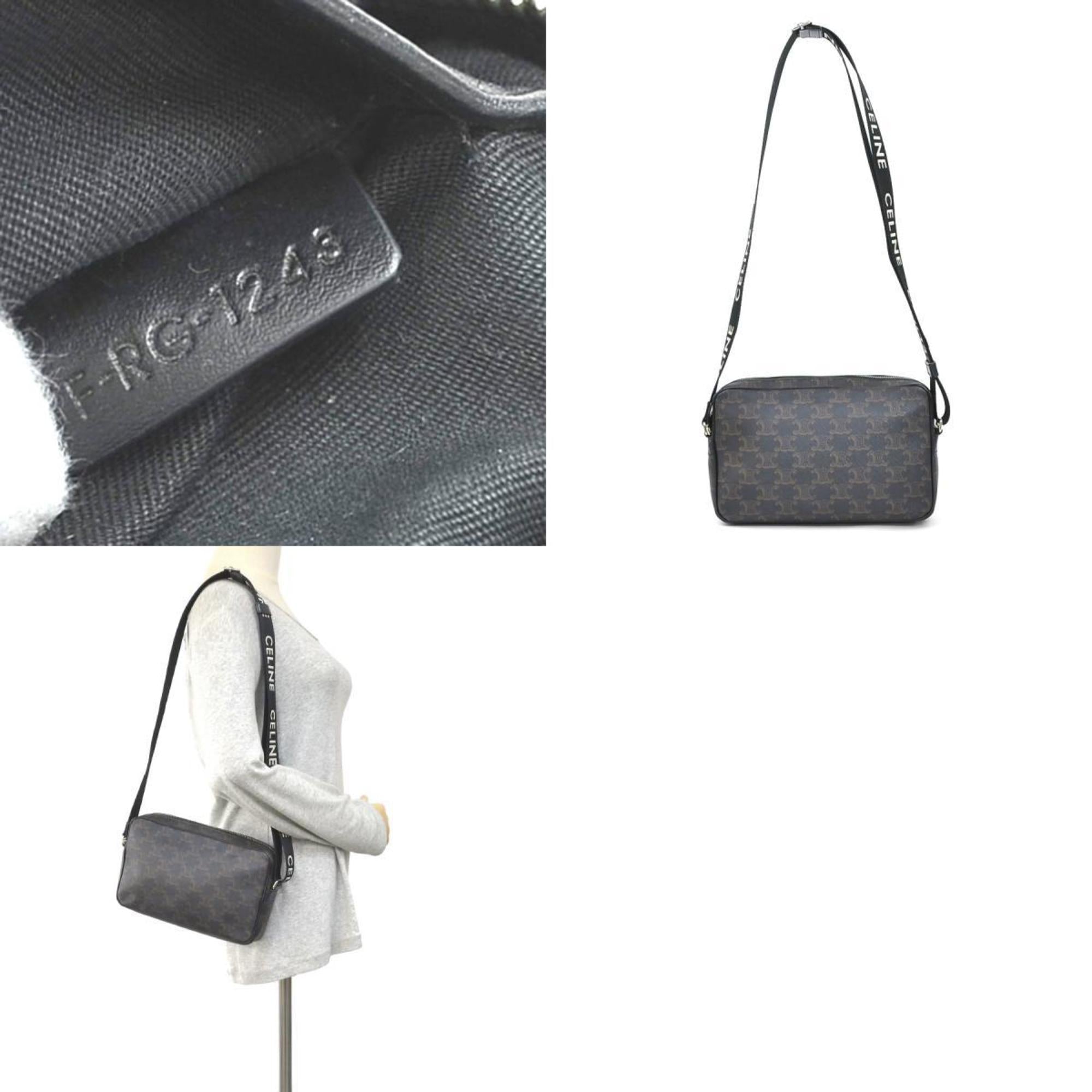 Celine Black Brown Coated Canvas Shoulder Bag (Pre-Owned)