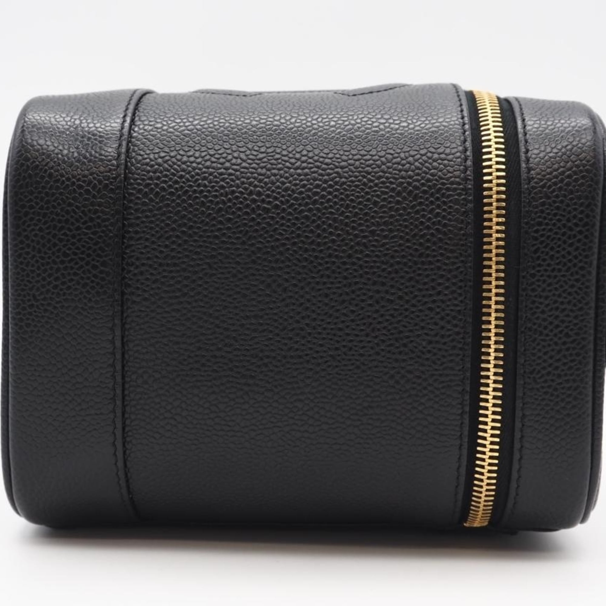 Chanel Black Leather Handbag Vanity Bag (Pre-Owned)