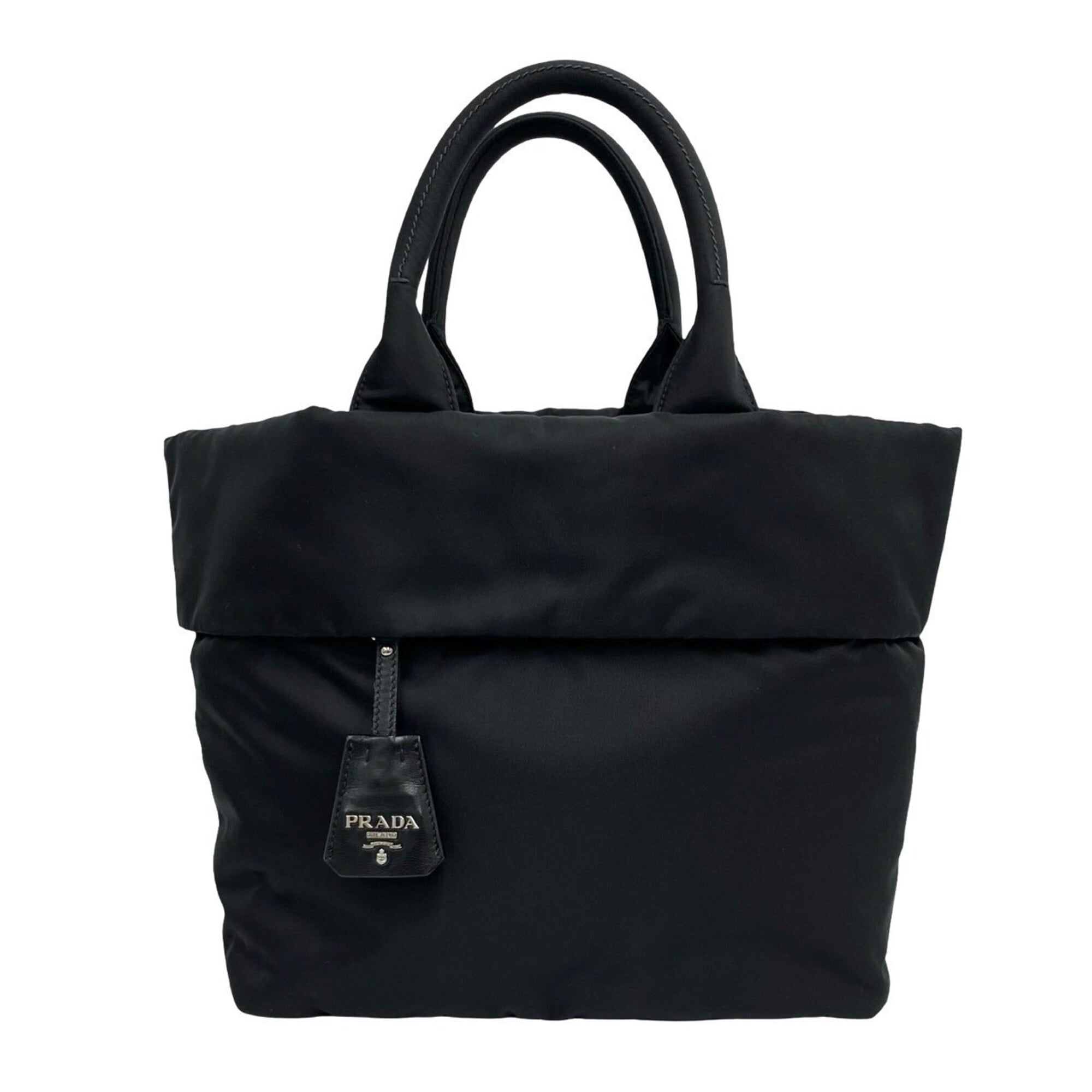 Prada Black Nylon Leather Handbag Shoulder Bag (Pre-Owned)