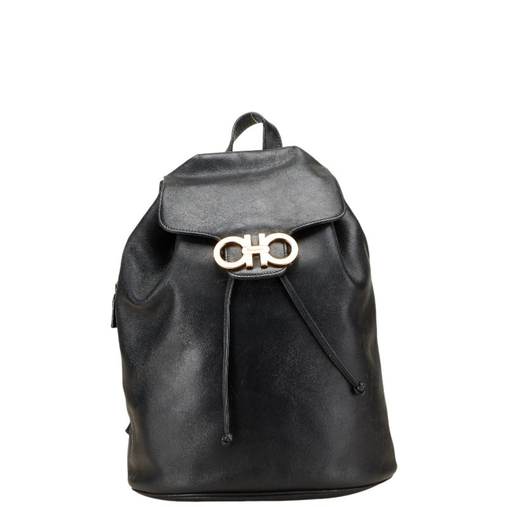 Salvatore Ferragamo Gancini Black Leather Backpack (Pre-Owned)