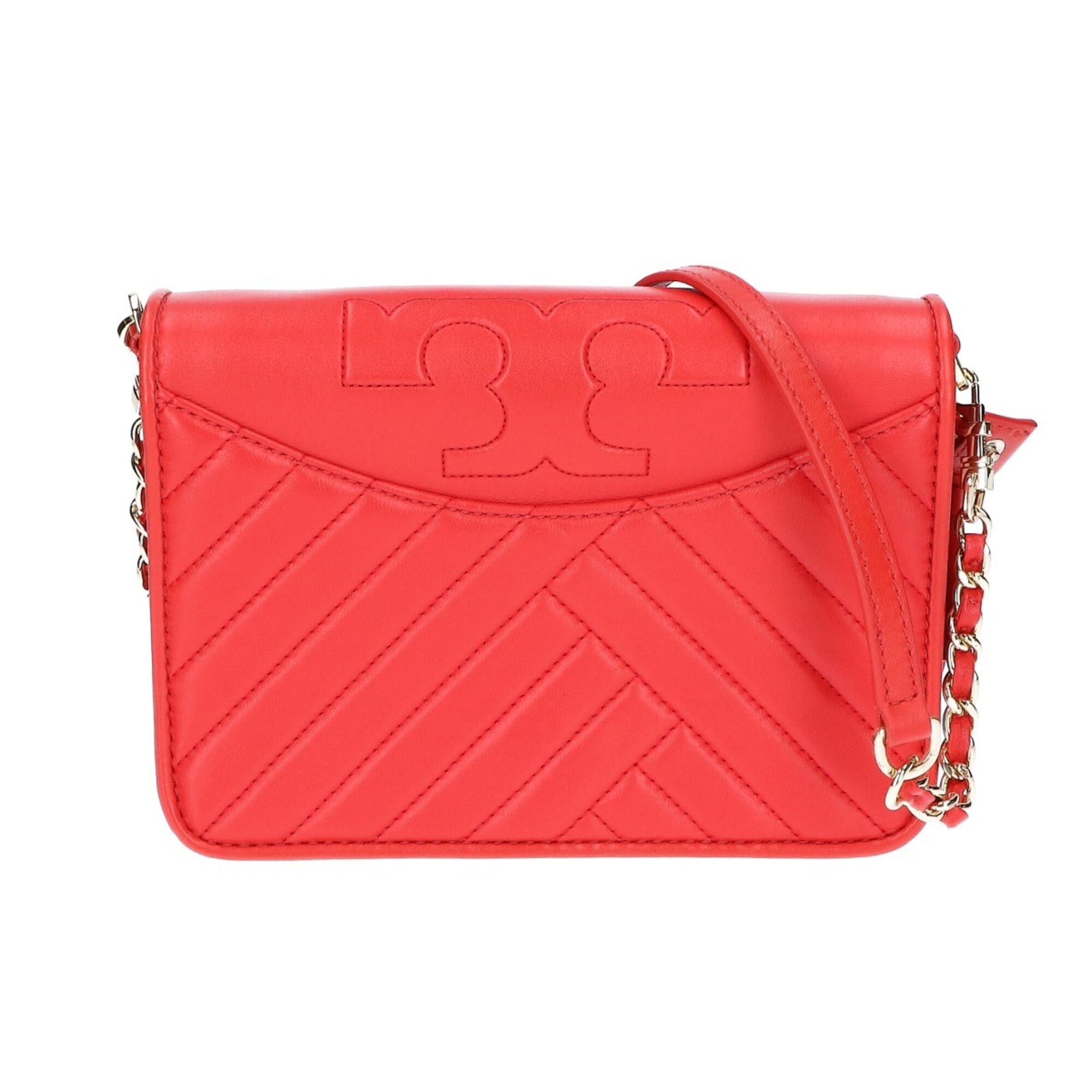 Tory Burch Red Color Leather Shoulder Bag (Pre-Owned)