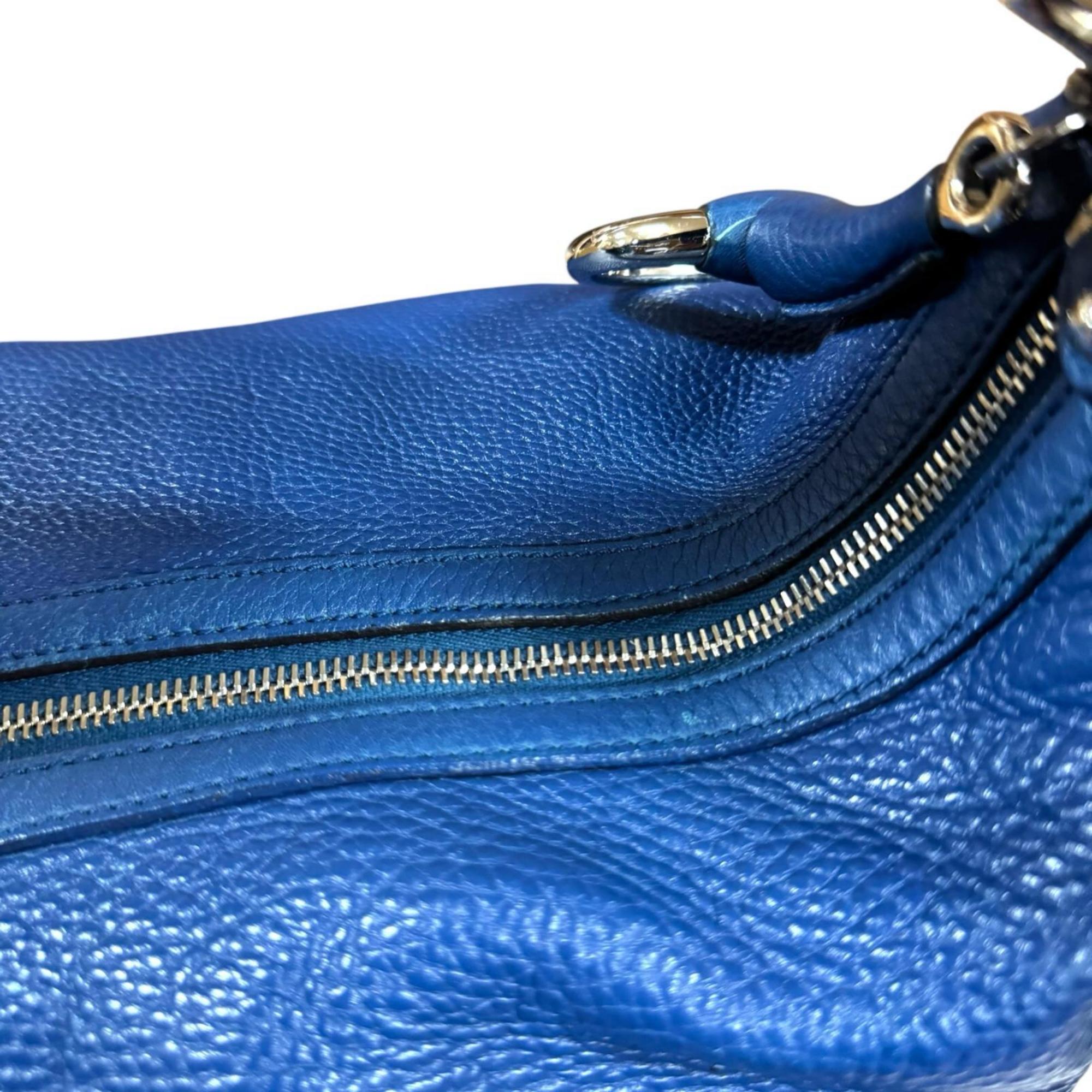Gucci Blue Leather Shoulder Bag Tote Bag (Pre-Owned)