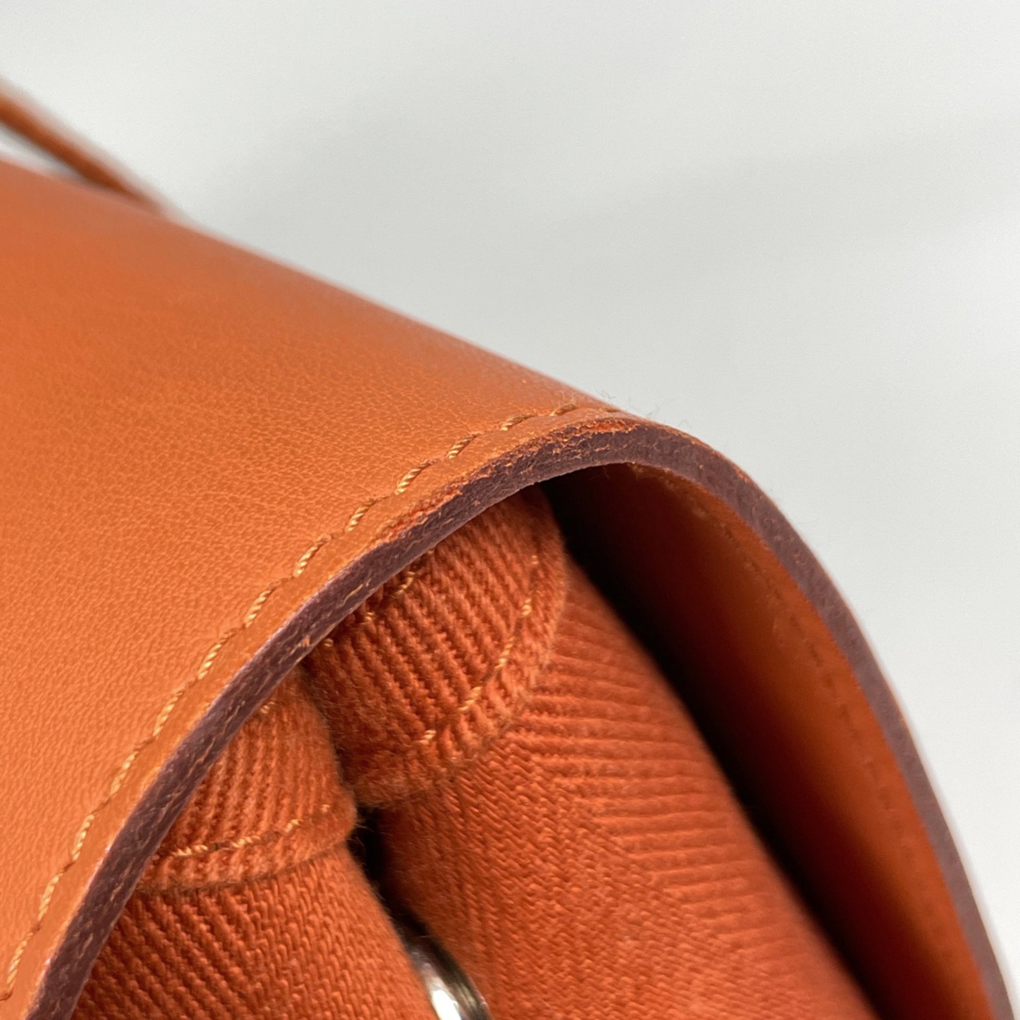 Hermes Potiron Toile Chevron Handbag (Pre-Owned)