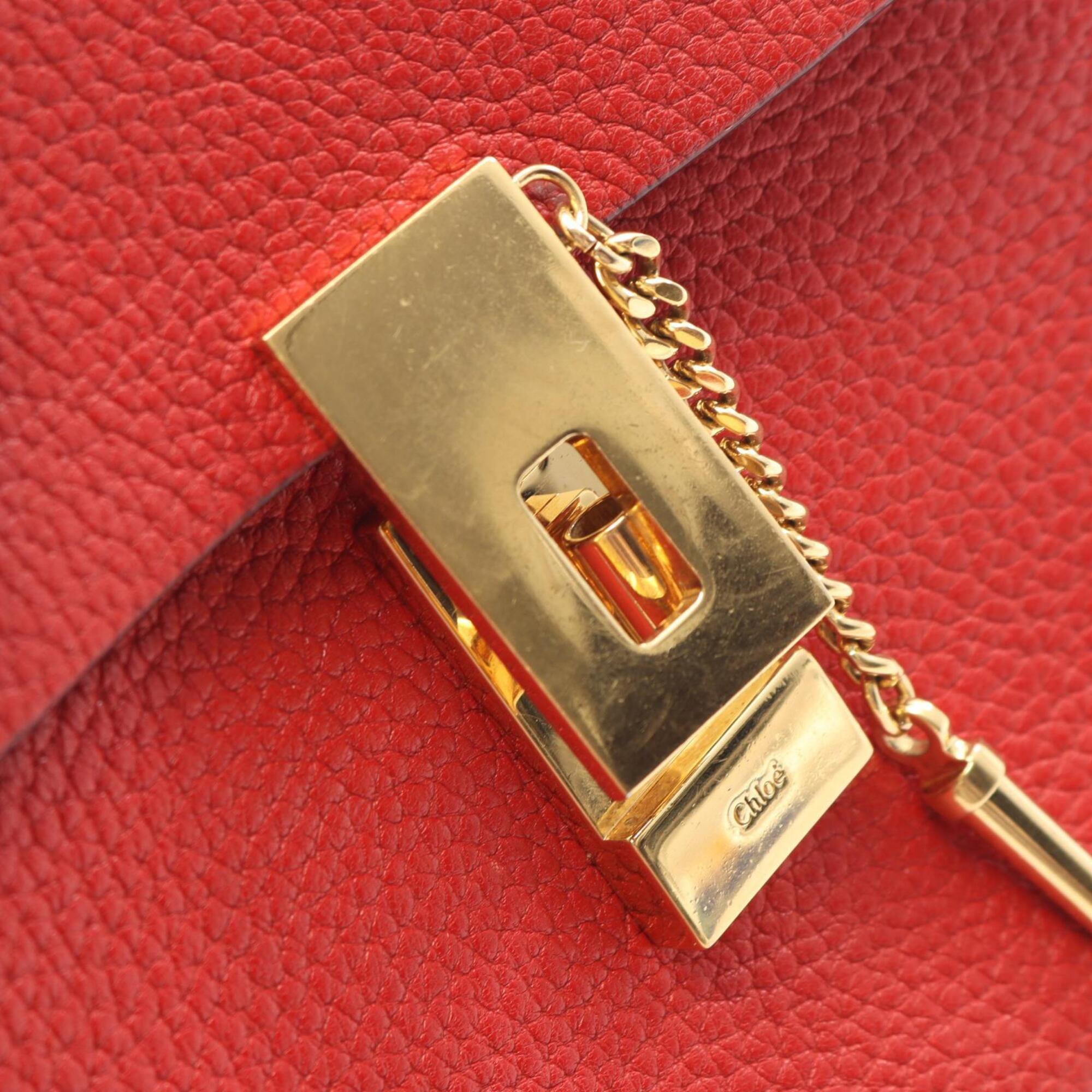Chloé Drew Red Color Leather Handbag Shoulder Bag (Pre-Owned)