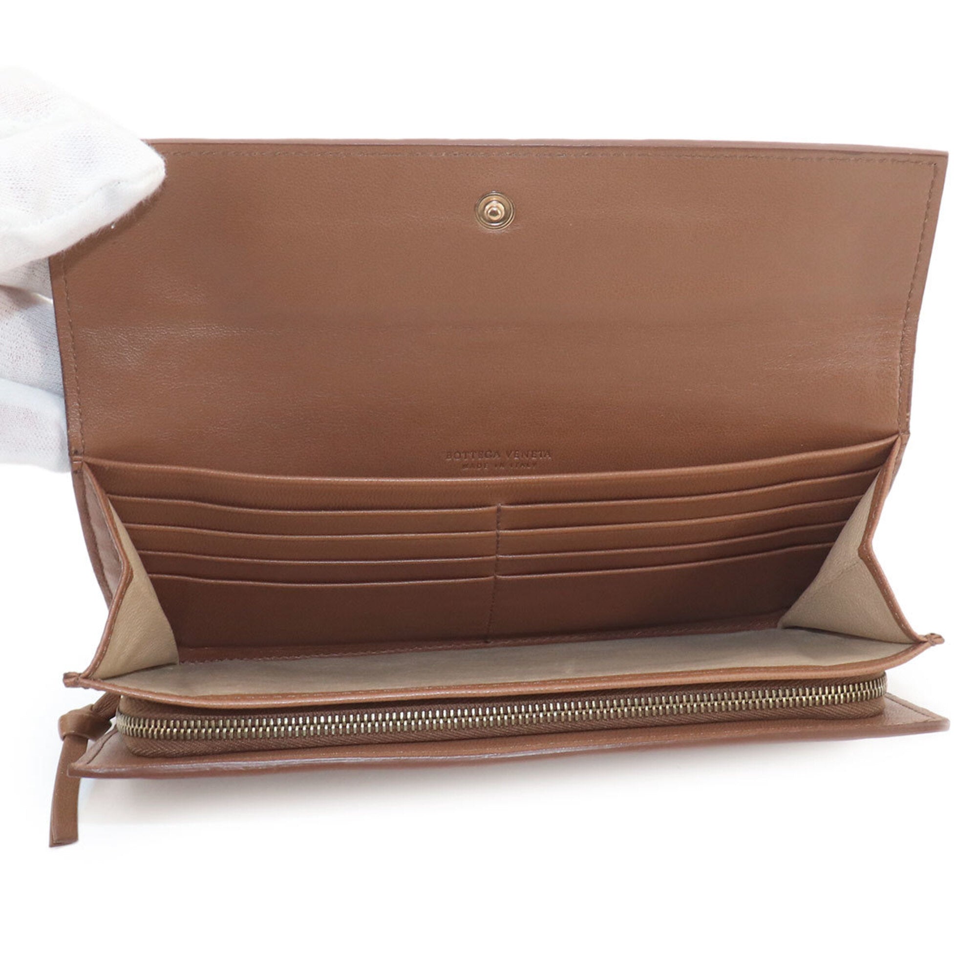 Bottega Veneta Brown Intrecciato Long Wallet (Bi-Fold) (Pre-Owned)