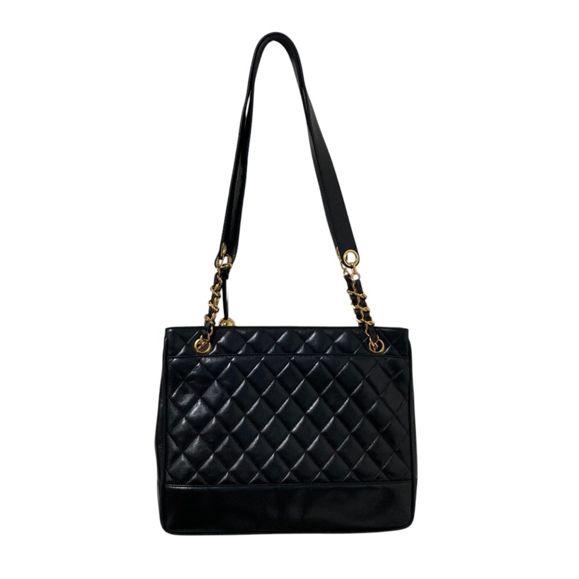 Chanel Black Leather Shoulder Bag Tote Bag (Pre-Owned)