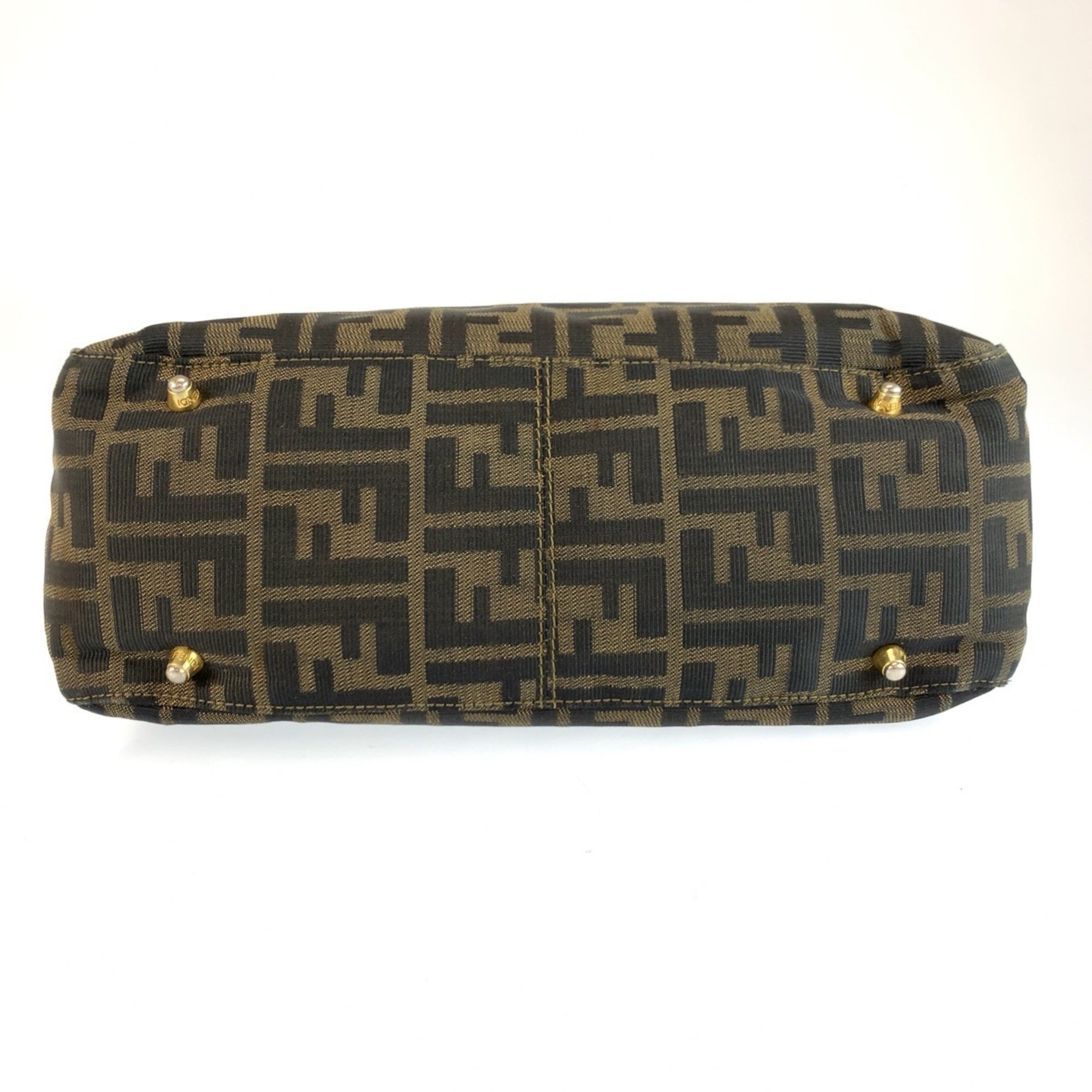 Fendi Brown Canvas Handbag Tote Bag (Pre-Owned)