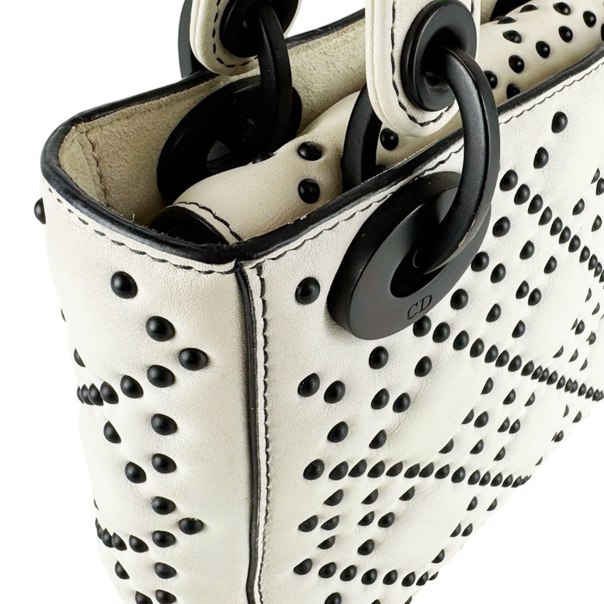 Christian Dior Black Ivory Leather Handbag Shoulder Bag (Pre-Owned)