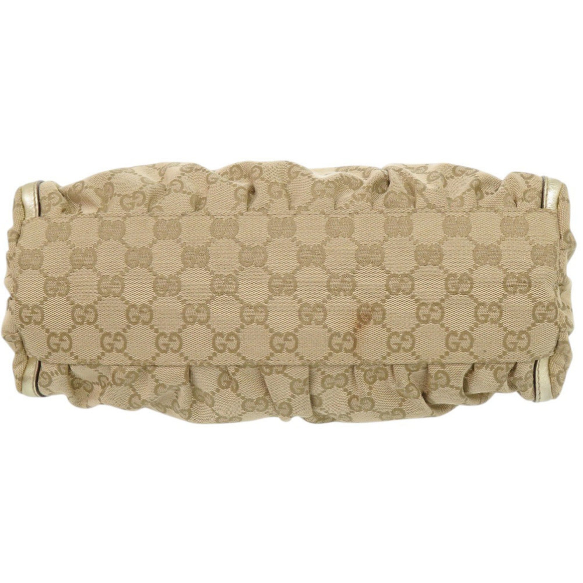 Gucci Beige Gold Gg Canvas Handbag (Pre-Owned)