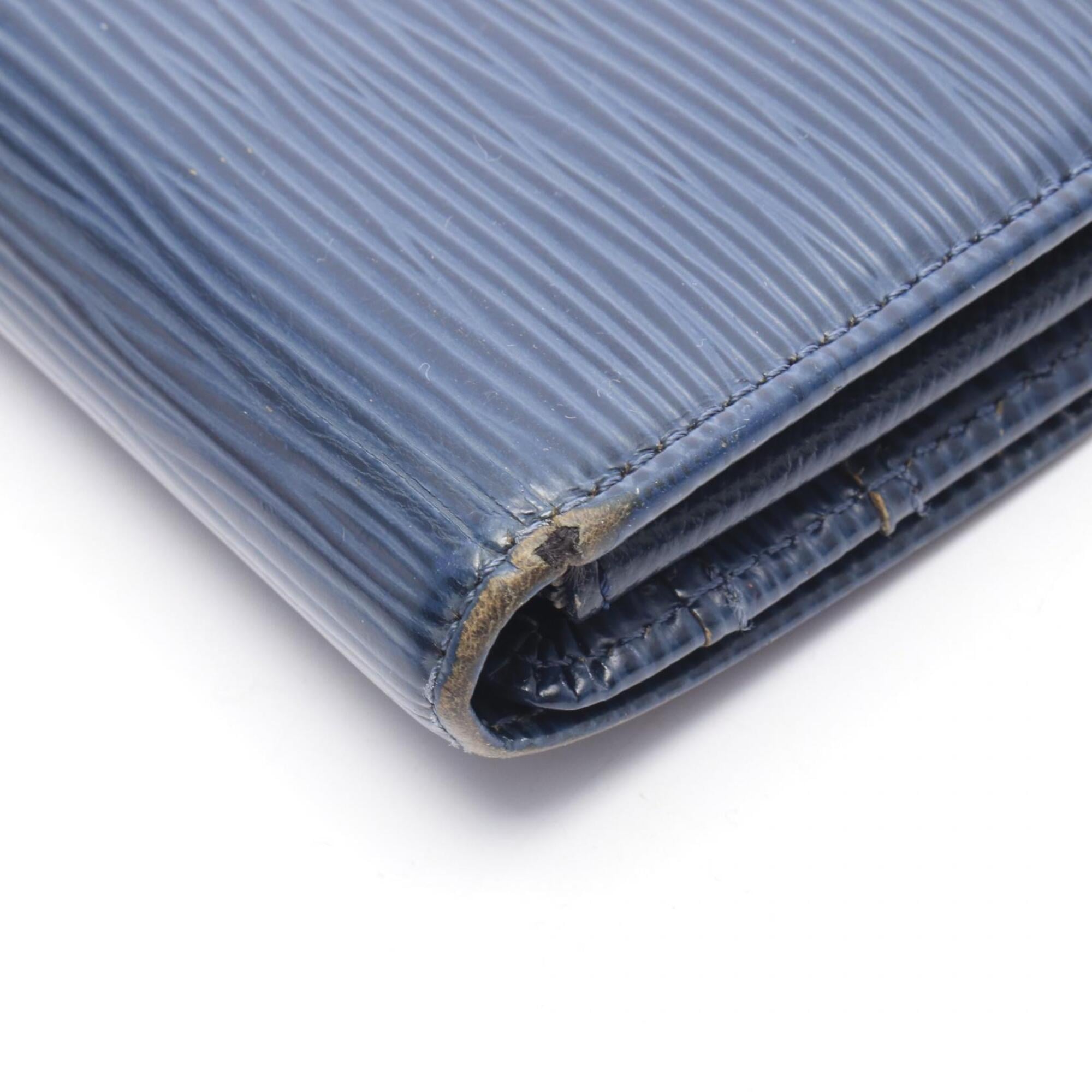 Louis Vuitton Navy Leather Long Wallet (Bi-Fold) (Pre-Owned)