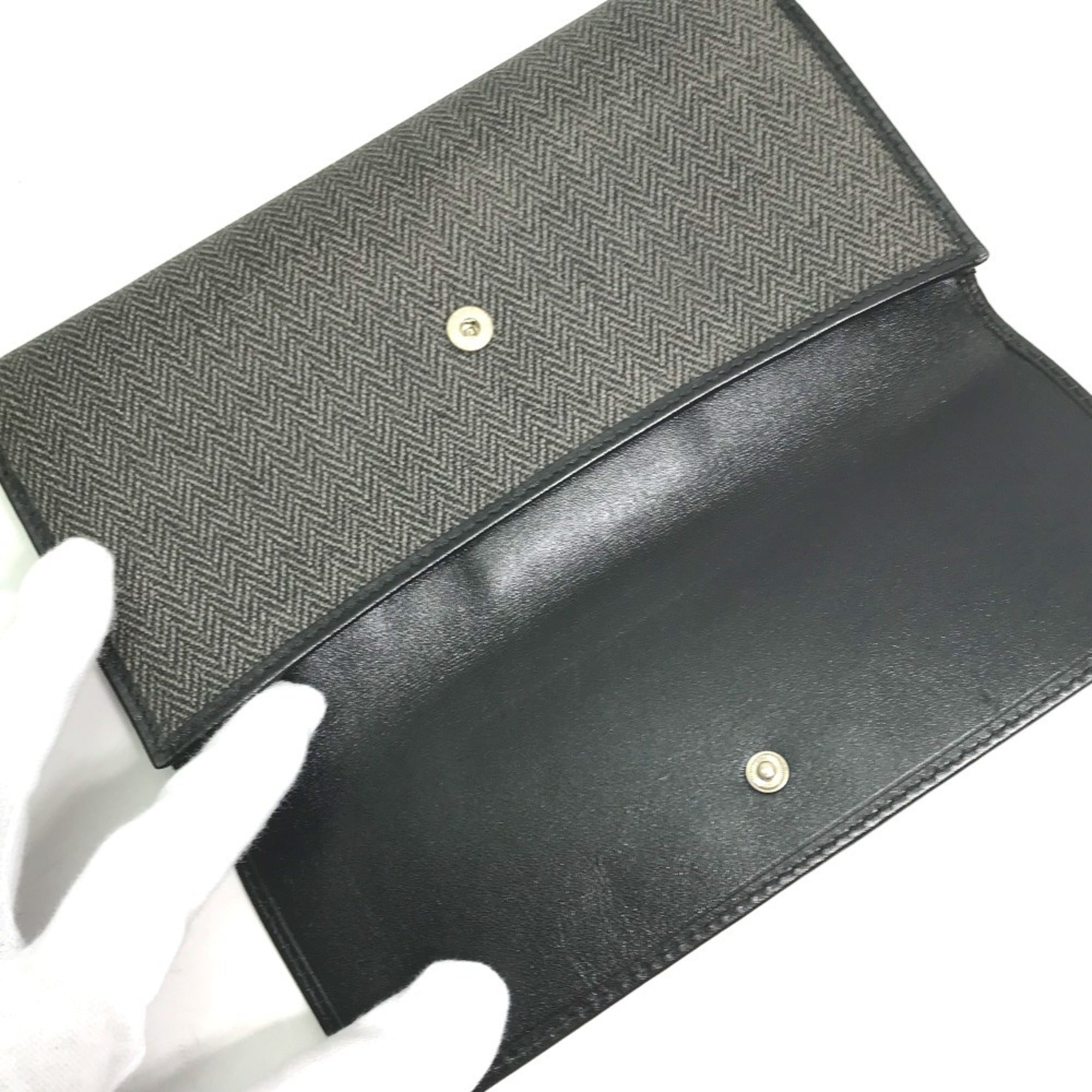 Bvlgari Gray Pvc Leather Long Wallet (Bi-Fold) (Pre-Owned)