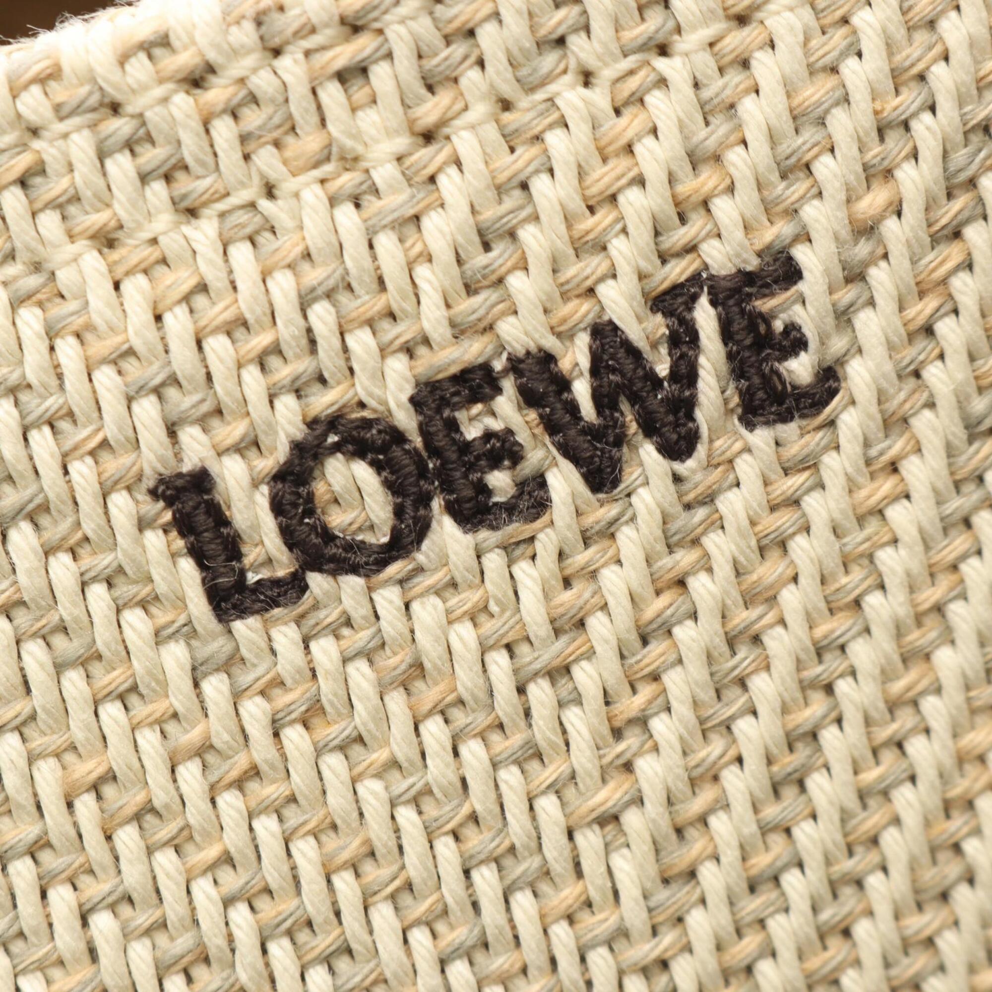 Loewe Brown Ivory Canvas Leather Handbag Tote Bag (Pre-Owned)