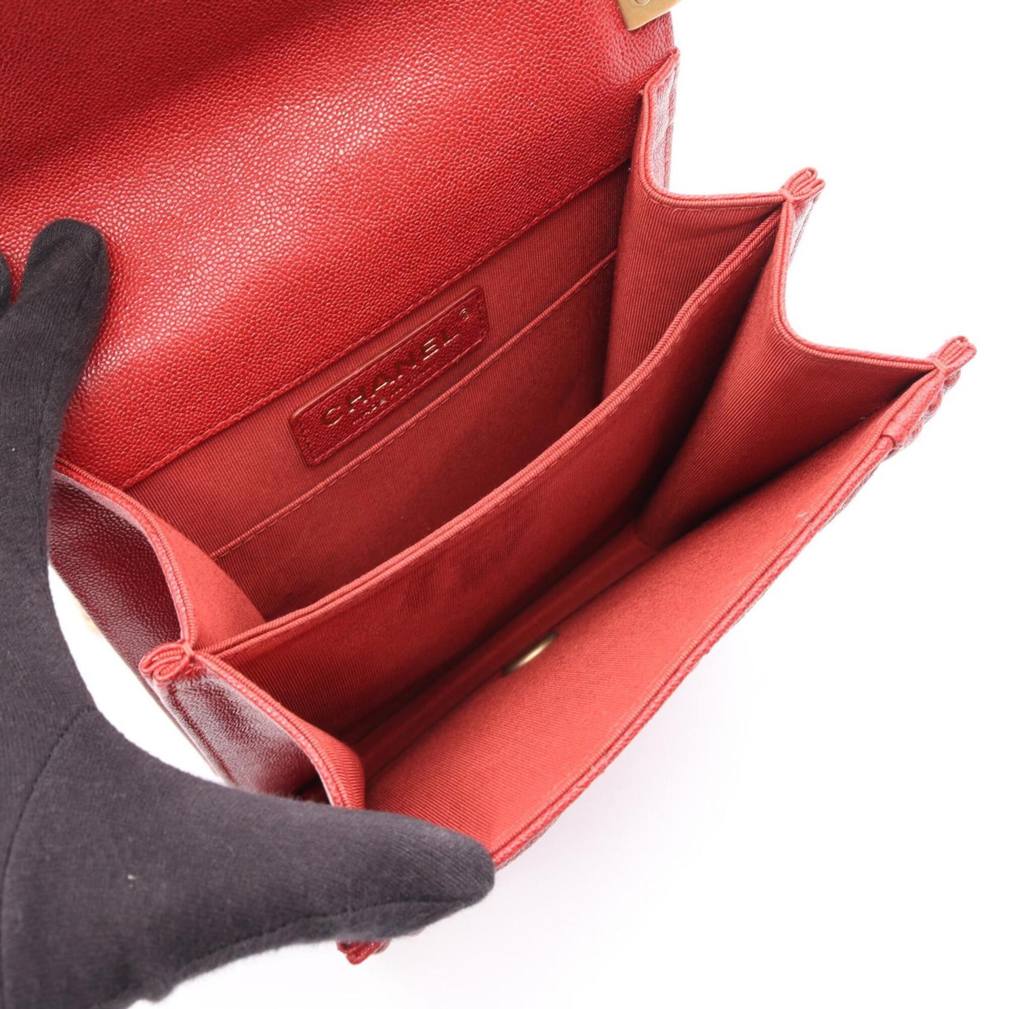Chanel Matelasse Red Color Leather Handbag Shoulder Bag (Pre-Owned)