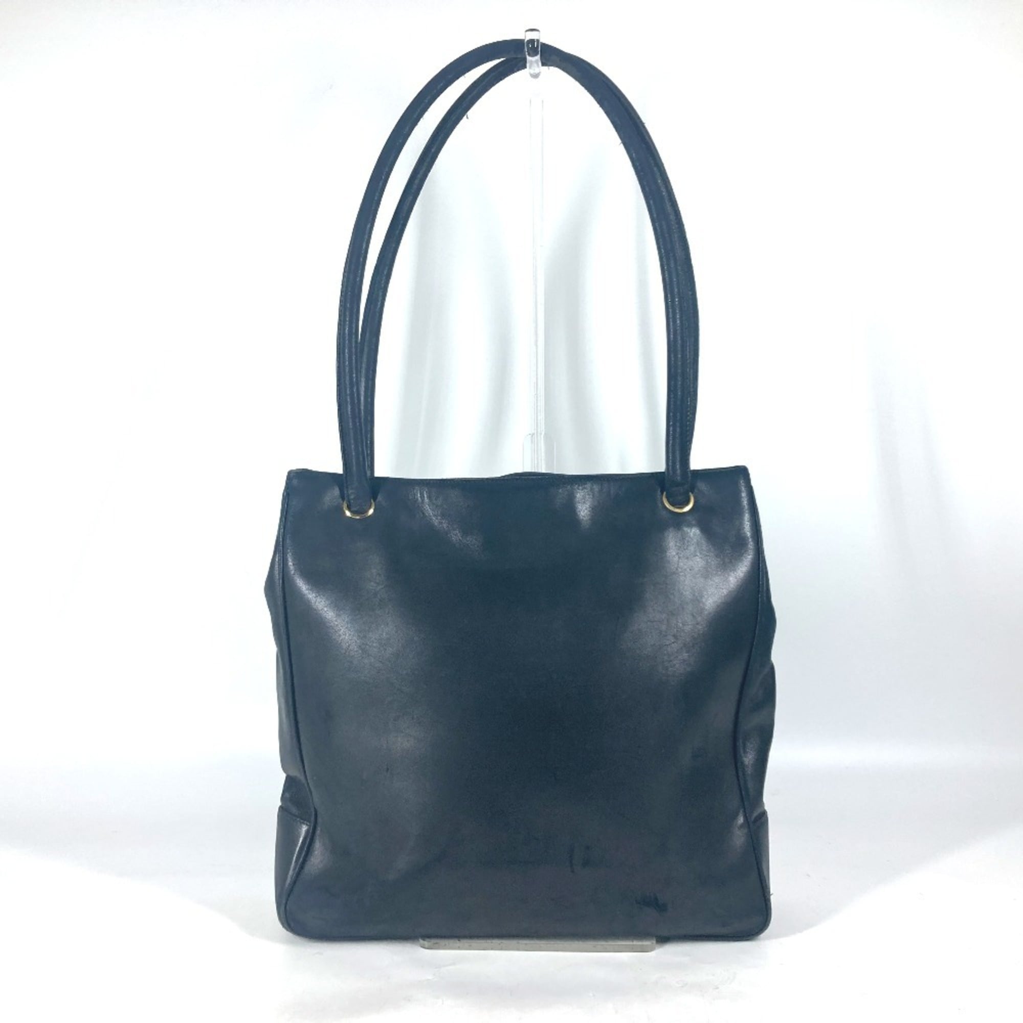 Chanel Dark Navy Leather Boston Bag Shoulder Bag Tote Bag (Pre-Owned)