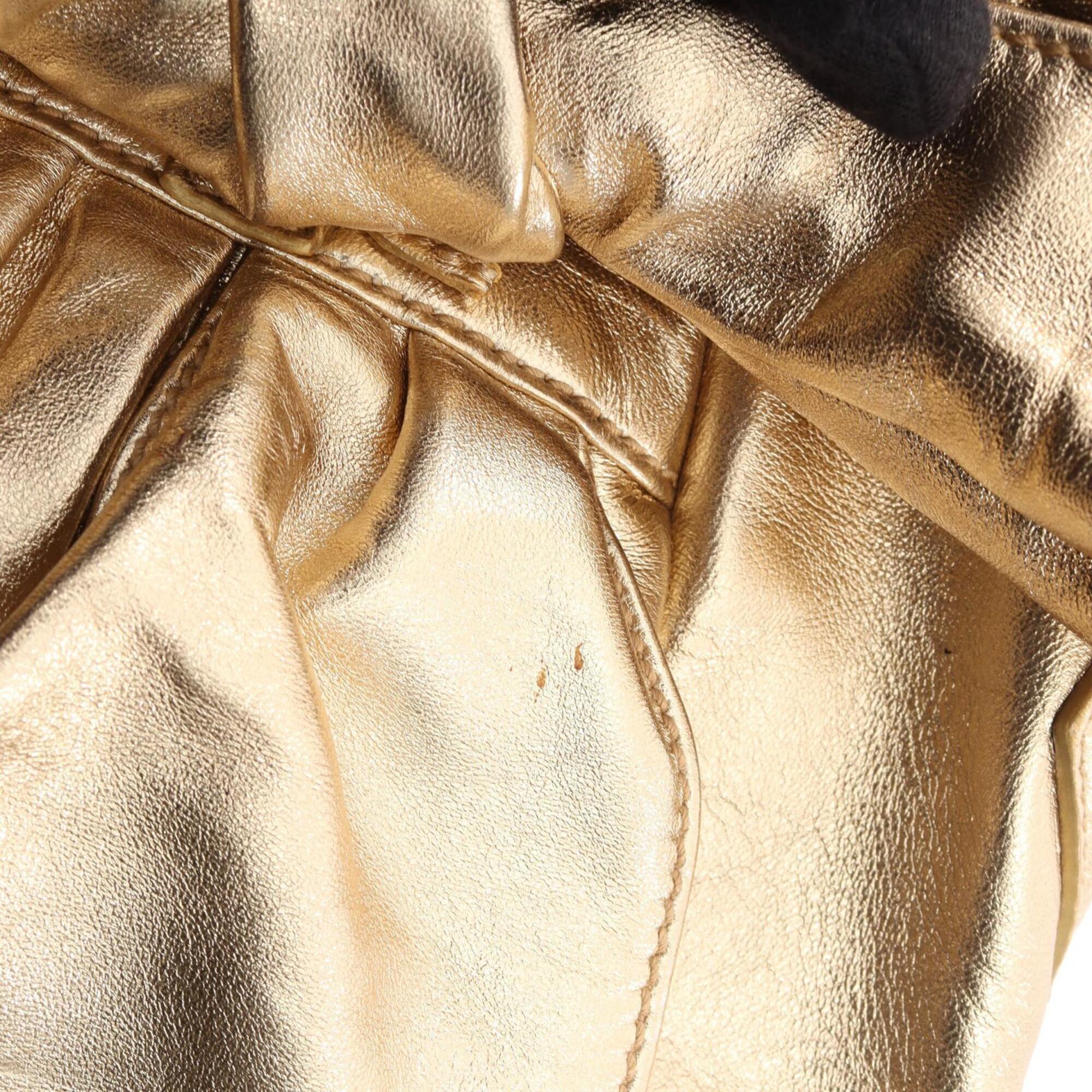 Yves Saint Laurent Gold Leather Handbag Shoulder Bag (Pre-Owned)